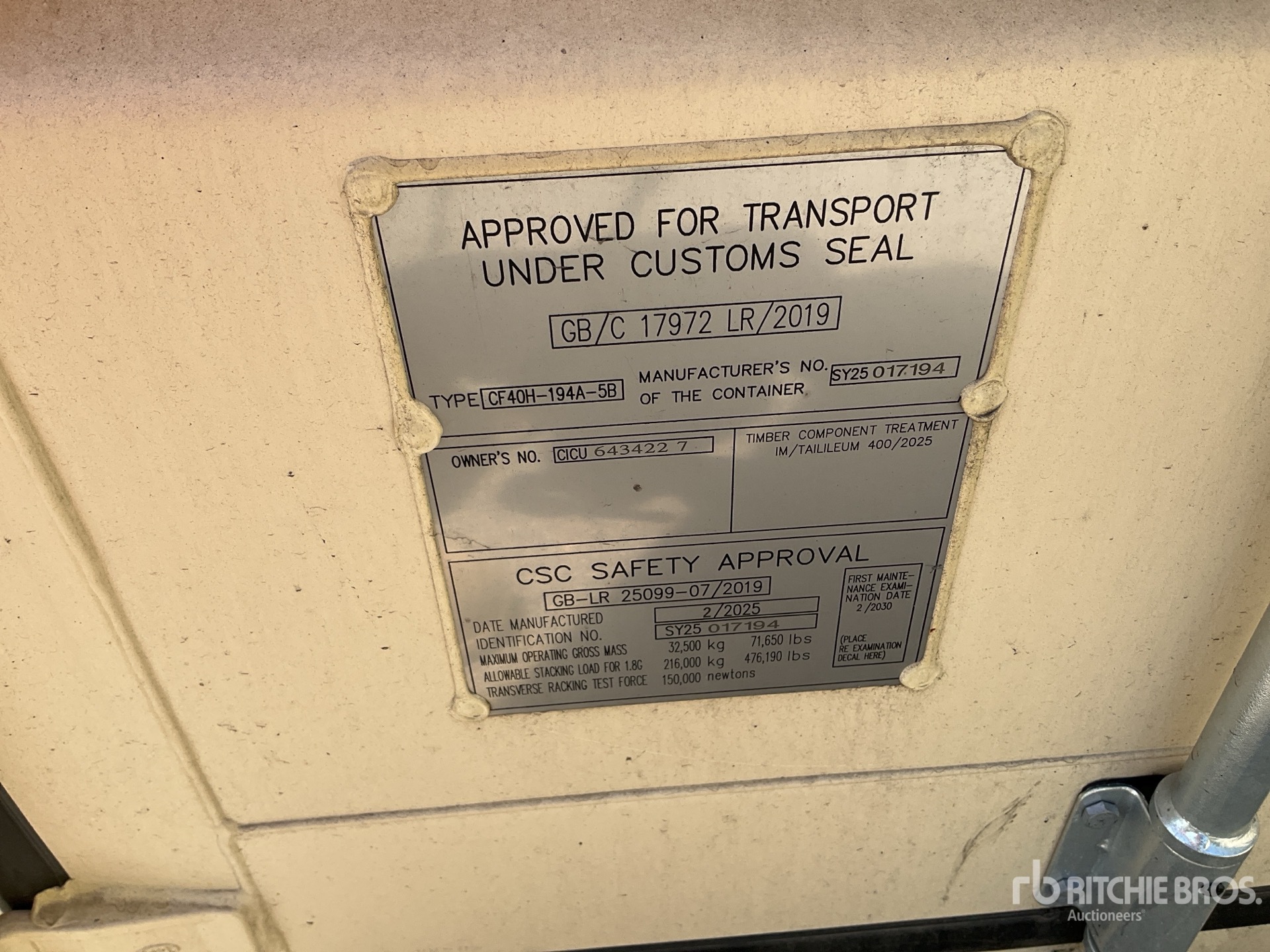 General Appearance with Serial Number / VIN