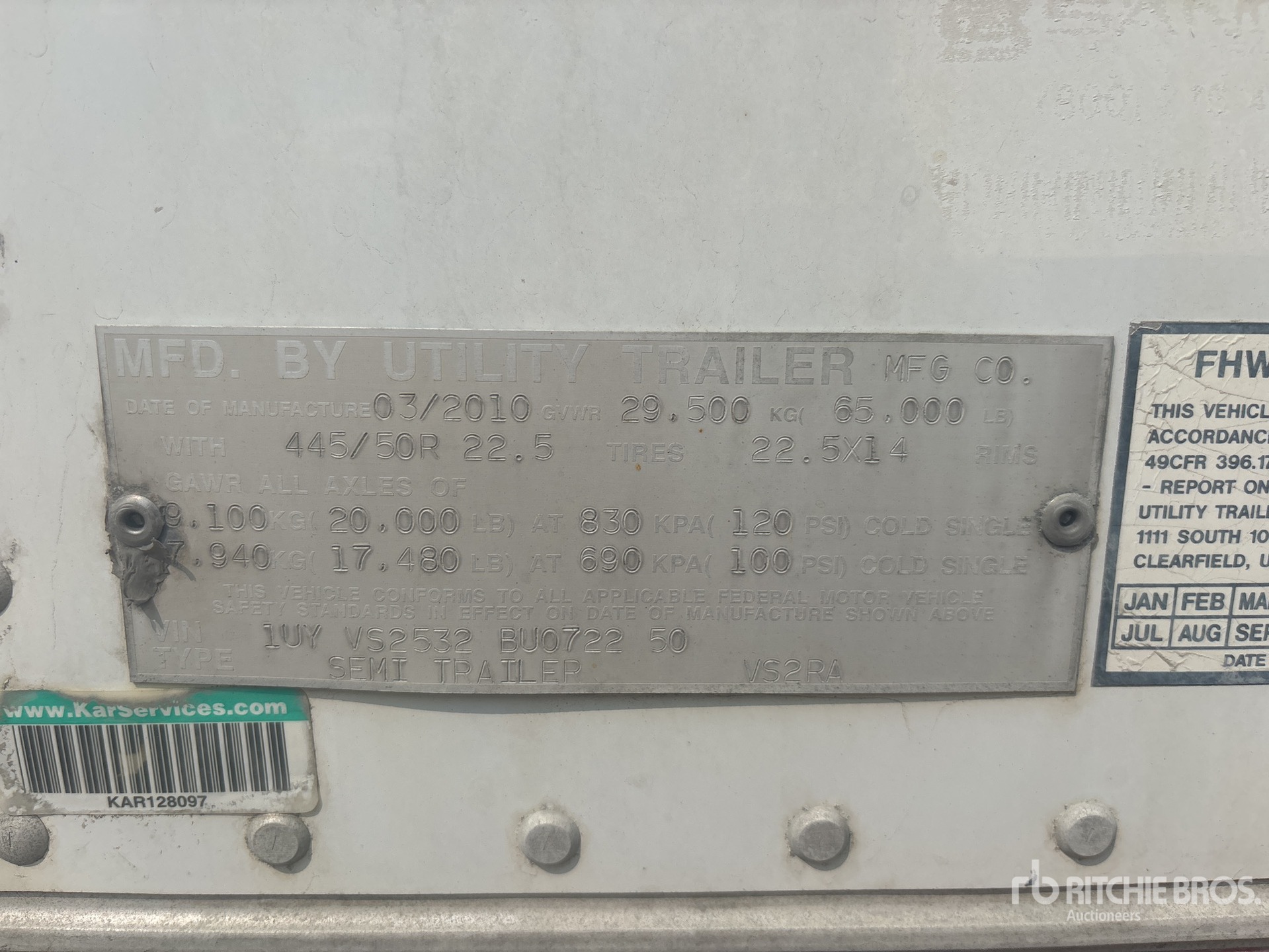 General Appearance with Serial Number / VIN