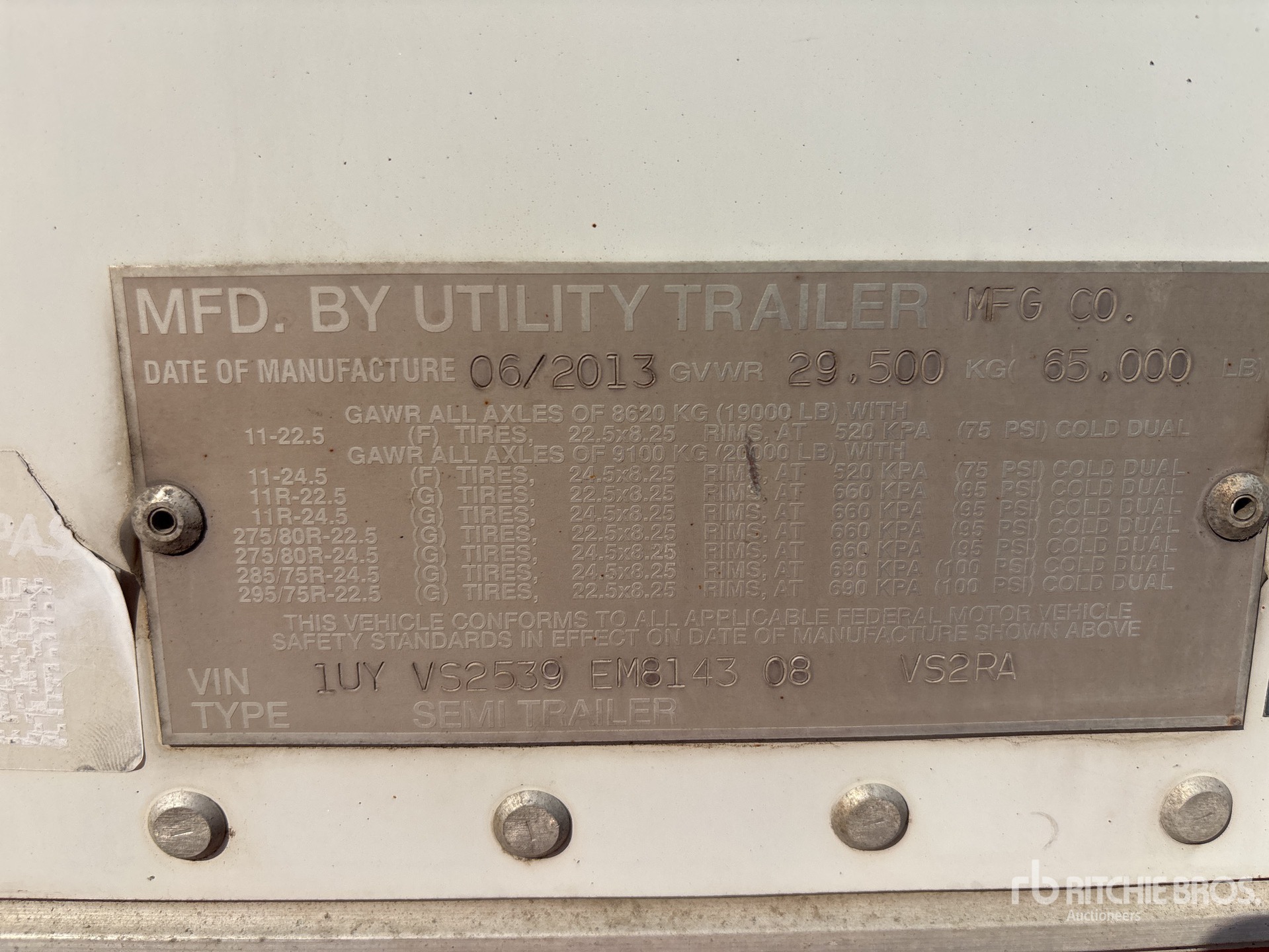 General Appearance with Serial Number / VIN
