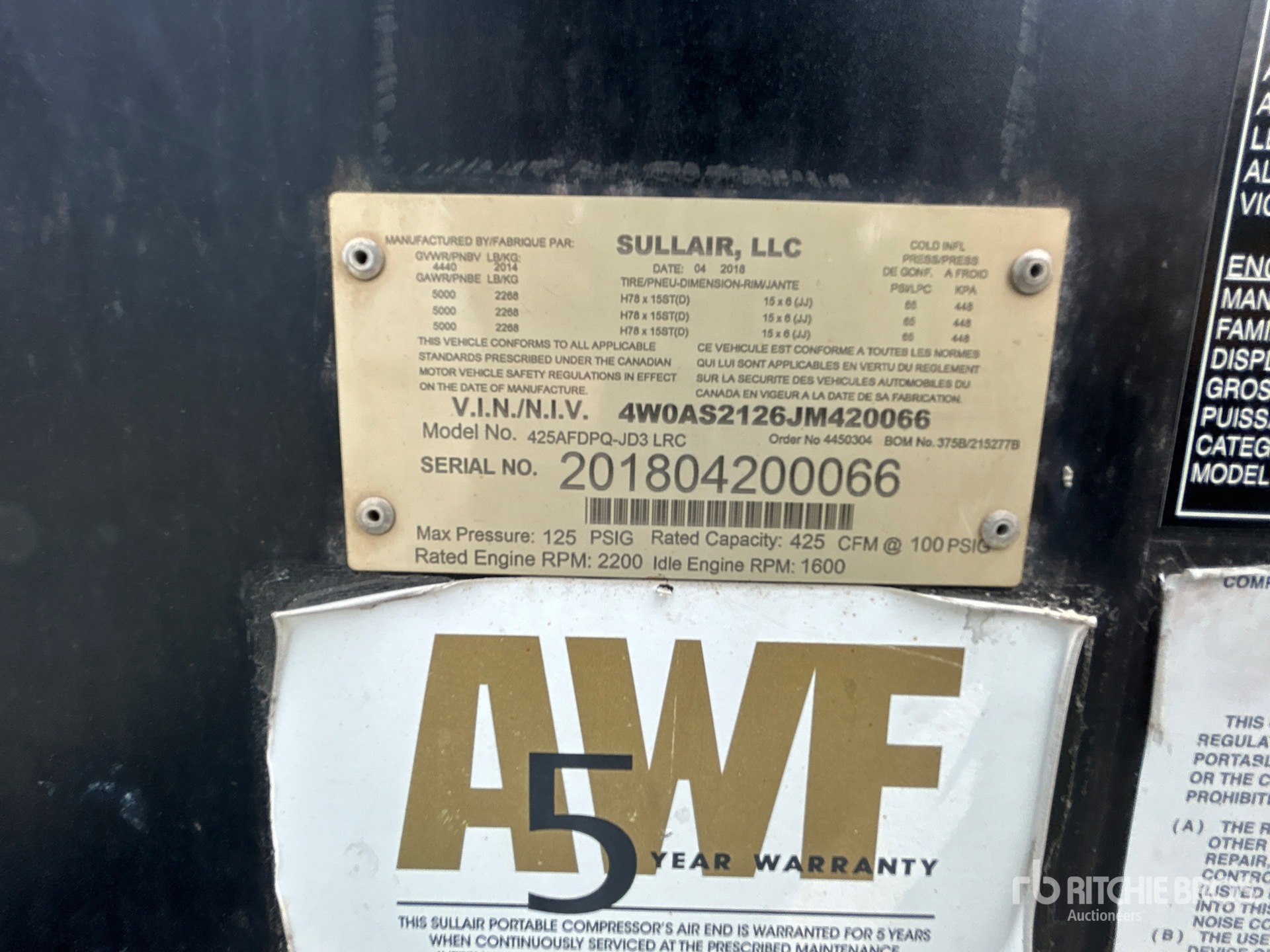 General Appearance with Serial Number / VIN