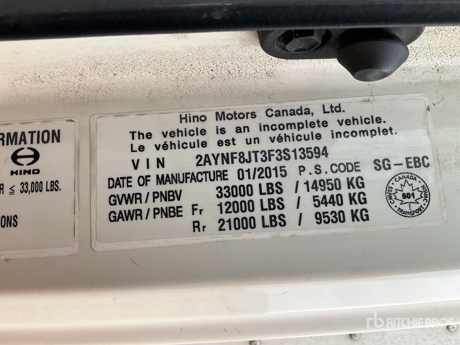 General Appearance with Serial Number / VIN