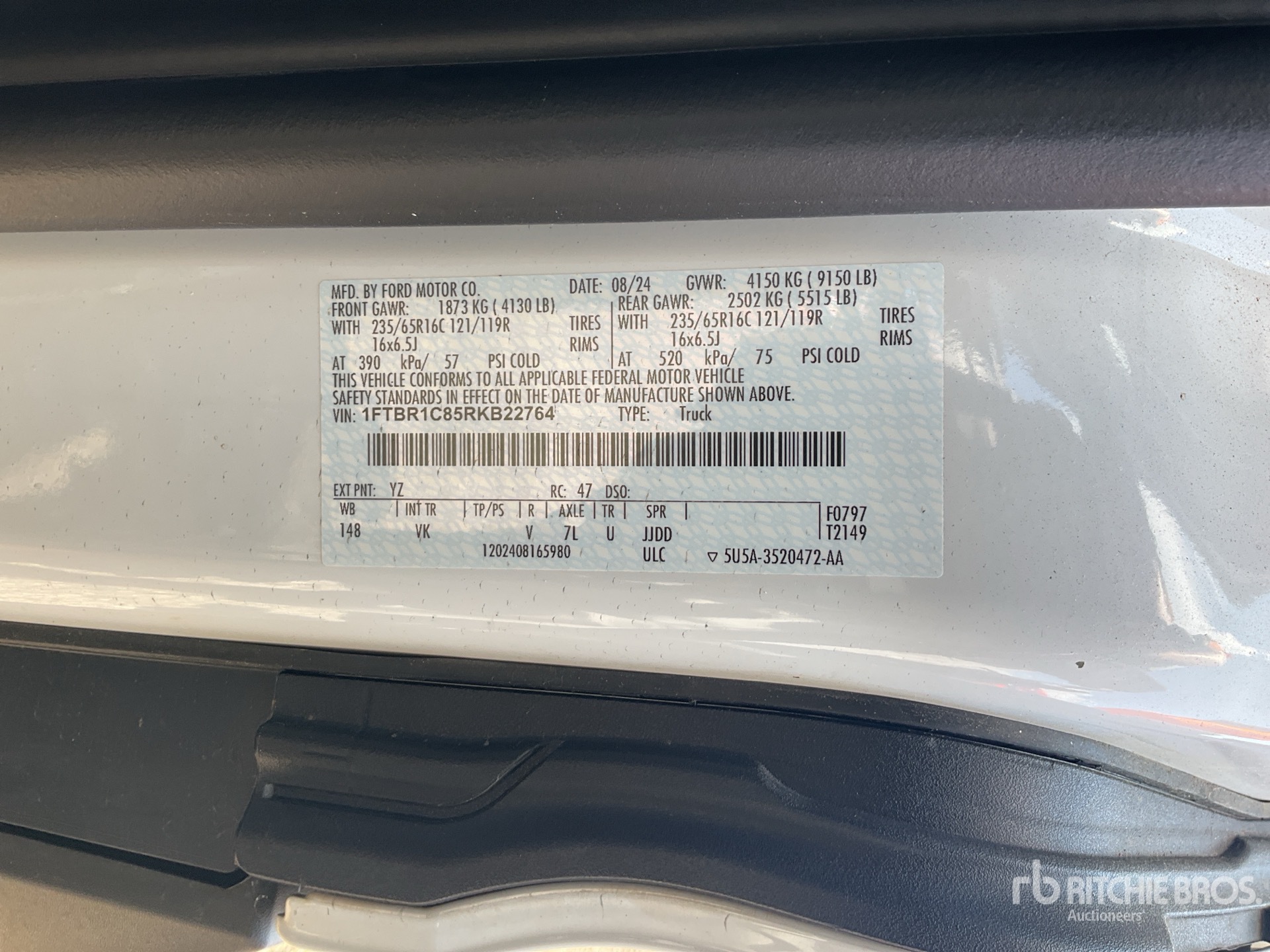 General Appearance with Serial Number / VIN