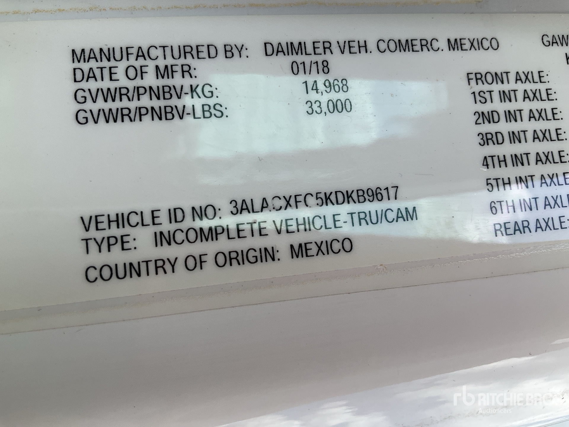 General Appearance with Serial Number / VIN