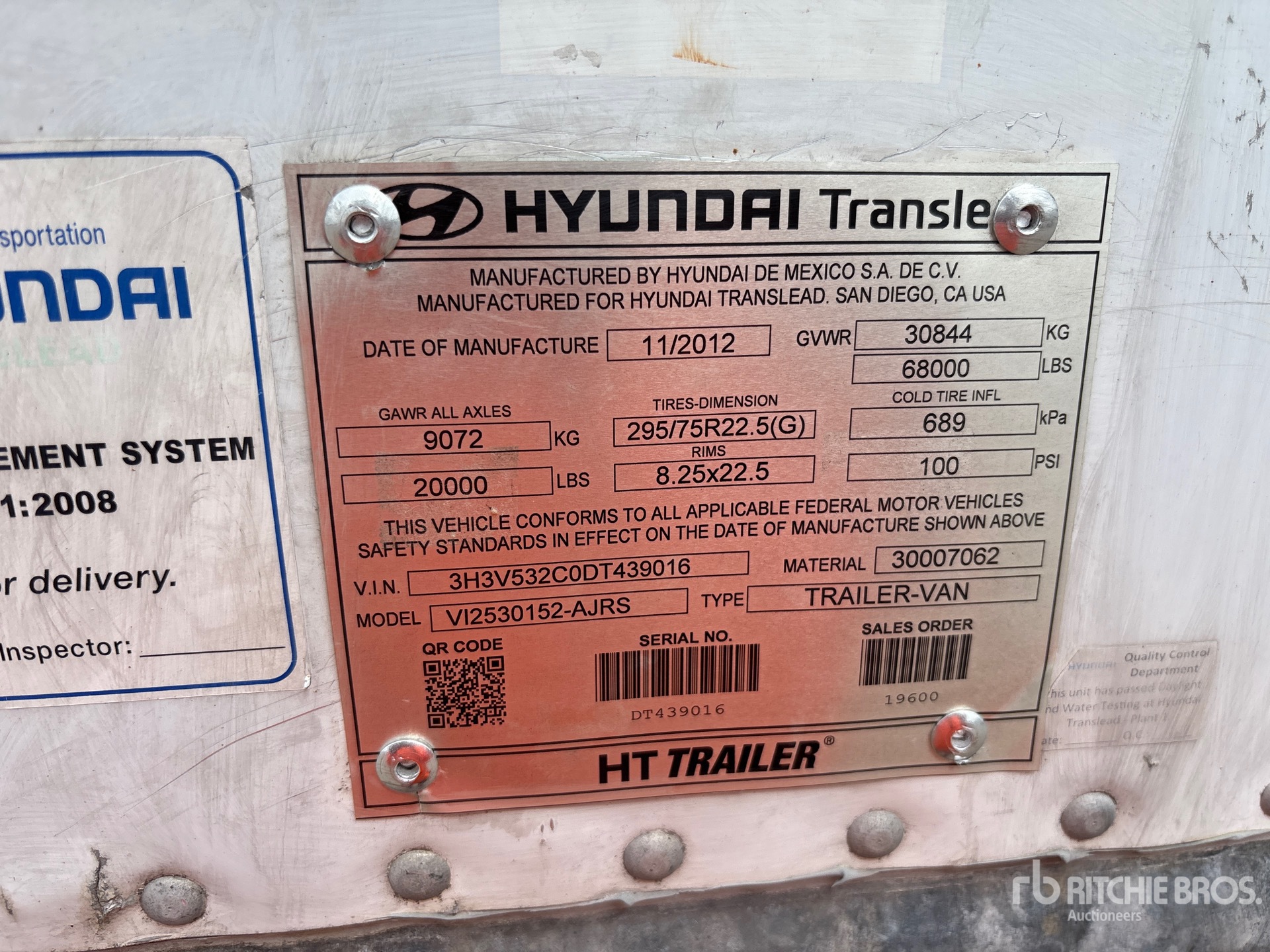 General Appearance with Serial Number / VIN