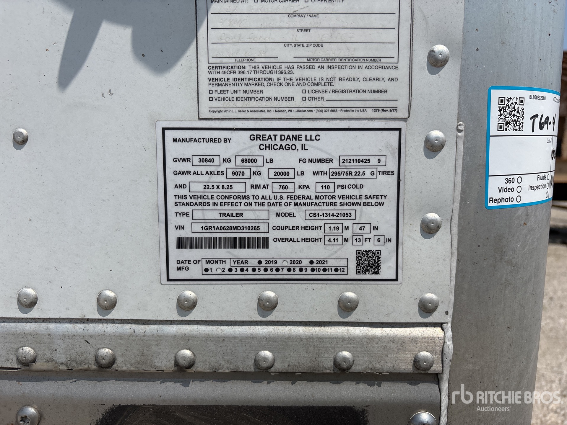 General Appearance with Serial Number / VIN