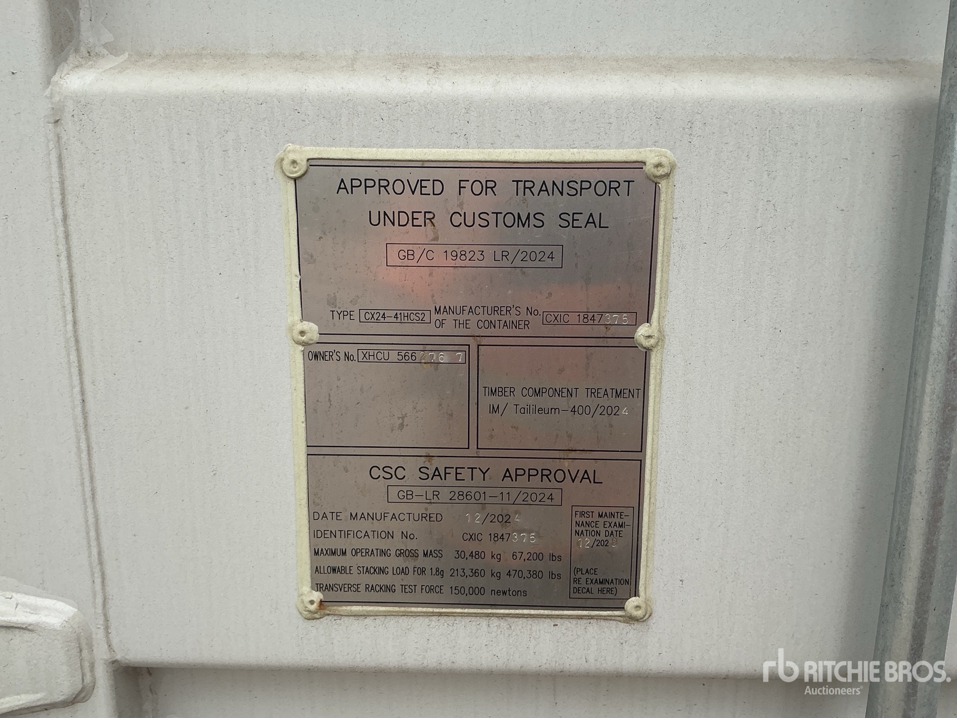 General Appearance with Serial Number / VIN
