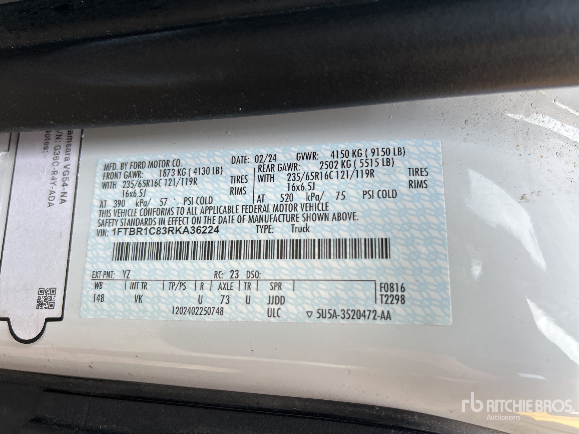General Appearance with Serial Number / VIN