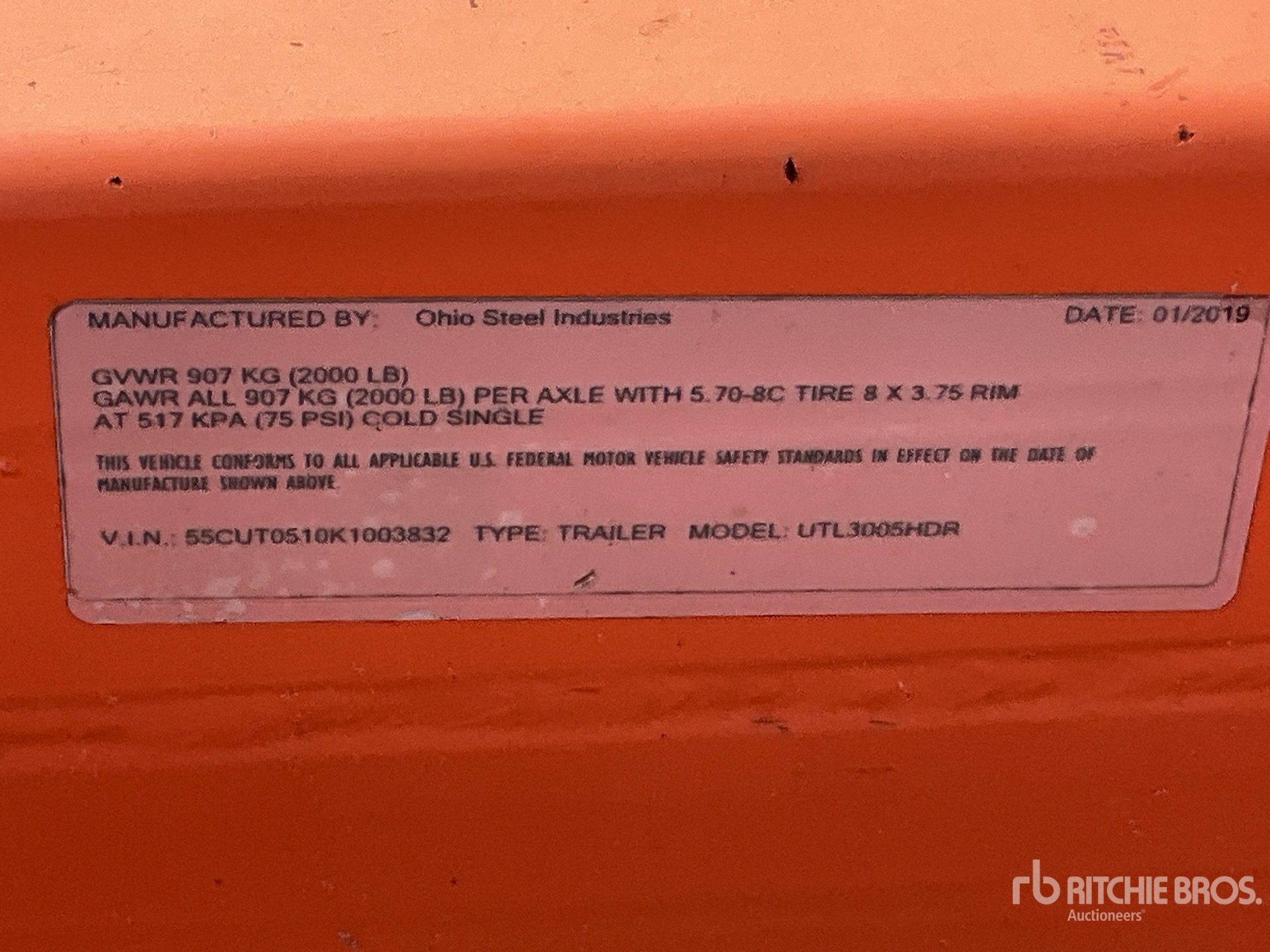 General Appearance with Serial Number / VIN