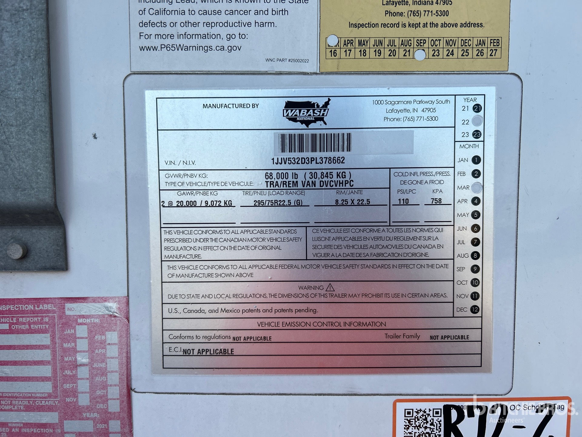 General Appearance with Serial Number / VIN