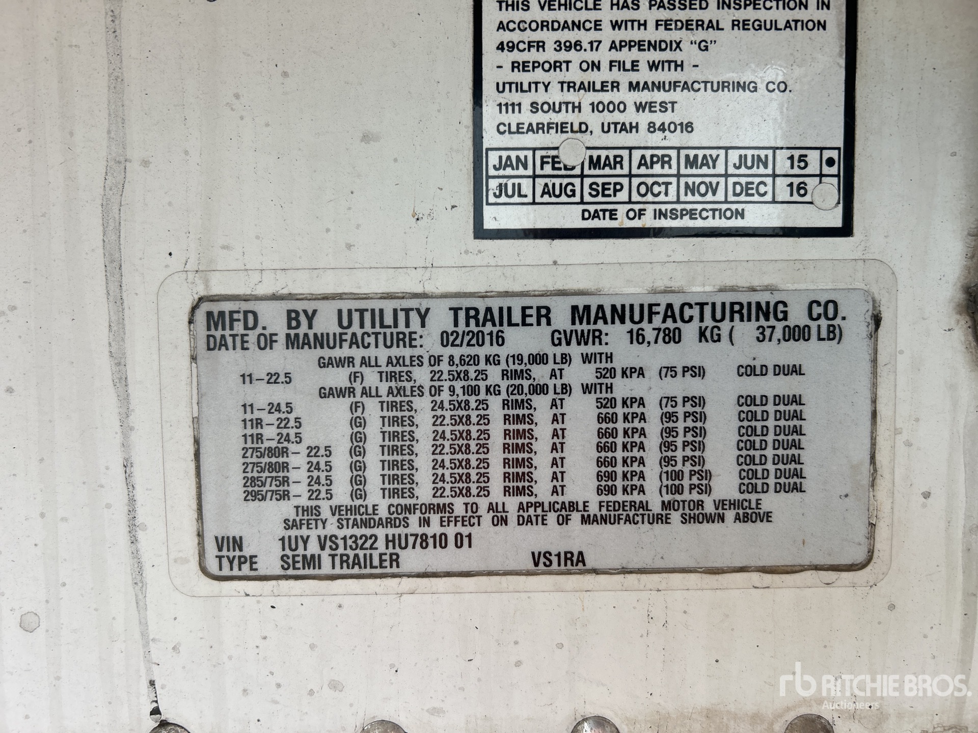 General Appearance with Serial Number / VIN