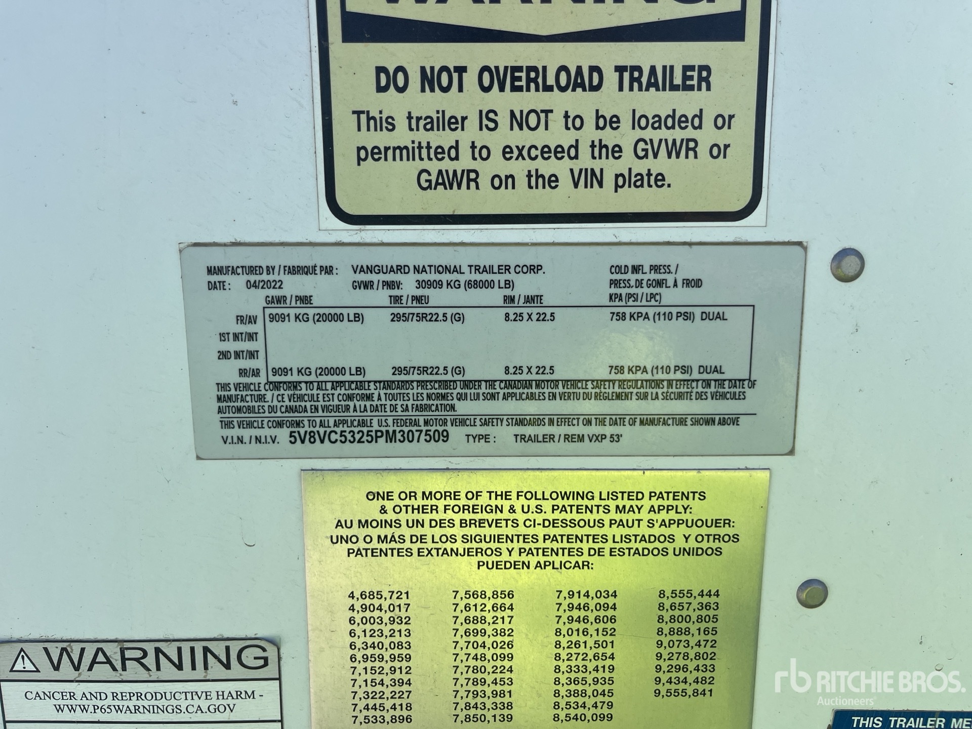 General Appearance with Serial Number / VIN