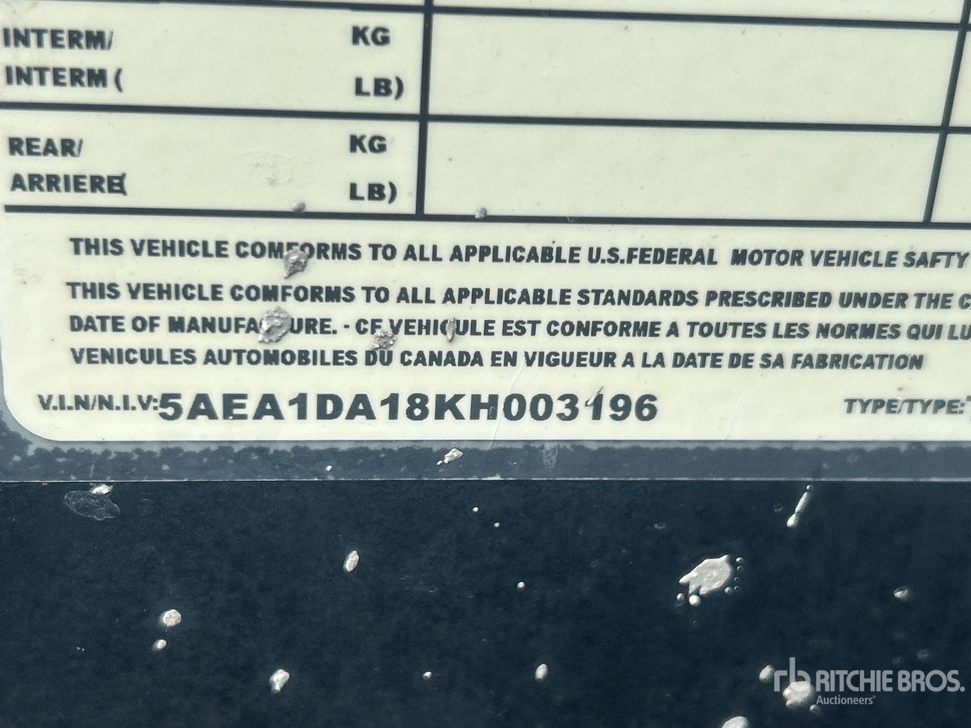 General Appearance with Serial Number / VIN