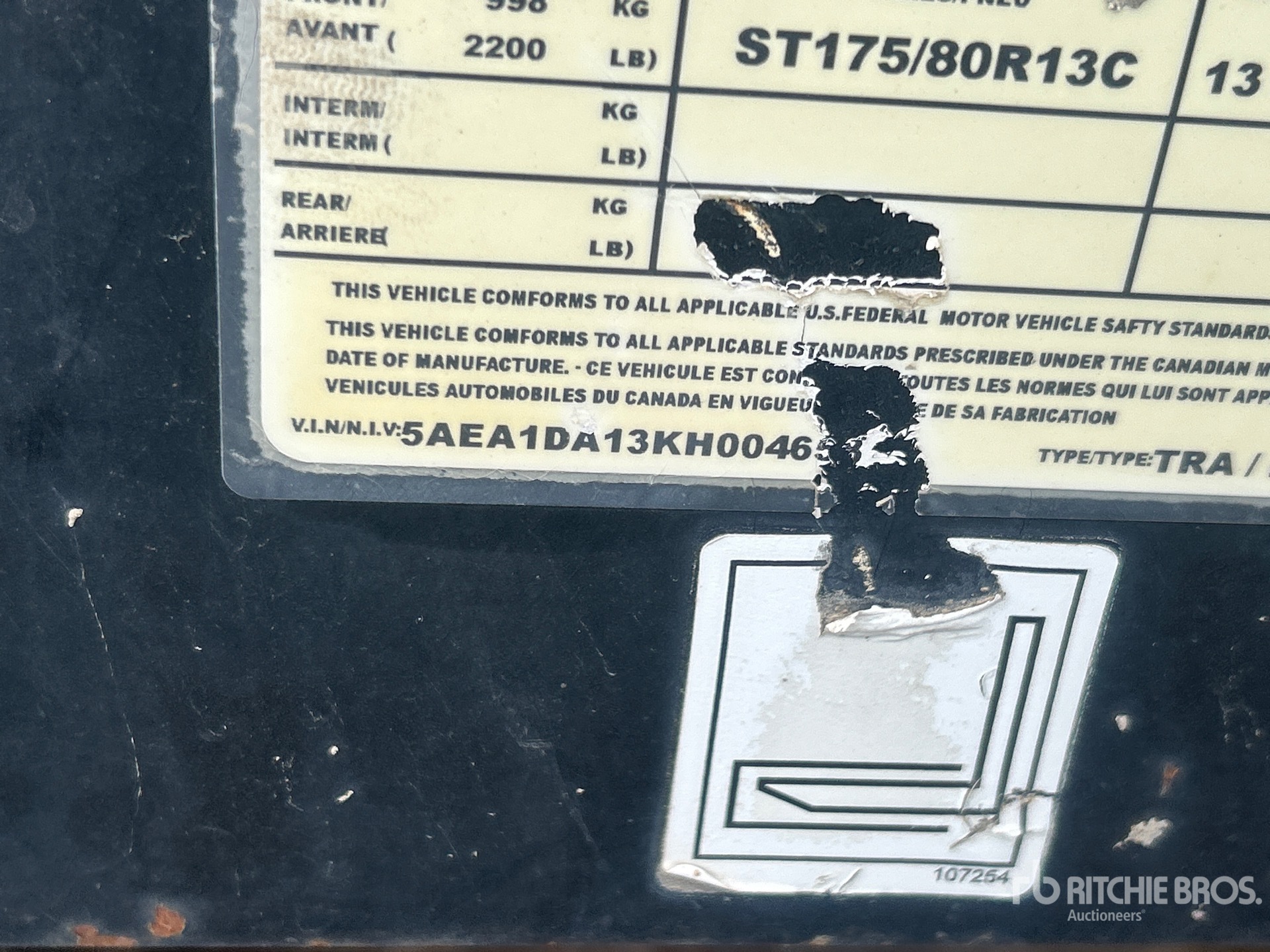 General Appearance with Serial Number / VIN