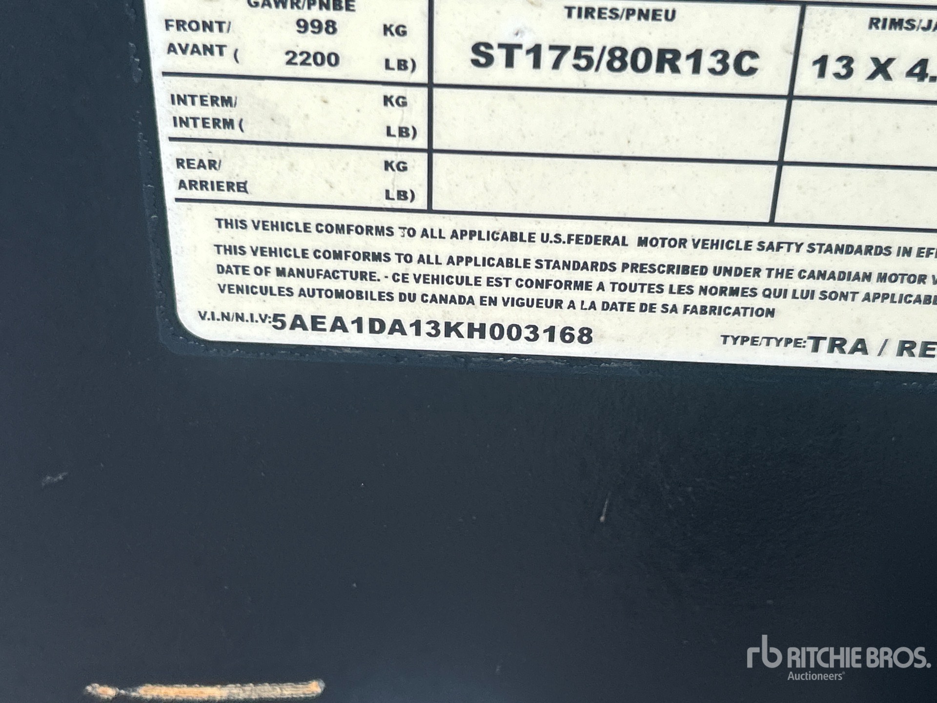 General Appearance with Serial Number / VIN