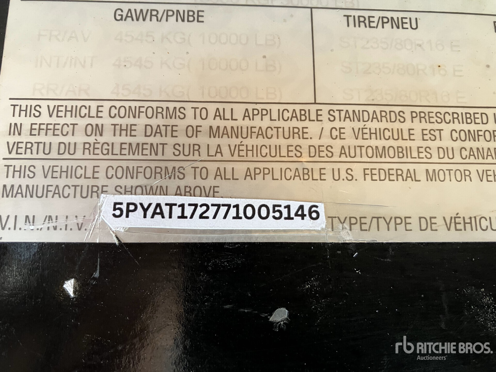 General Appearance with Numéro de série/Numéro d'identification du véhicule automobile
