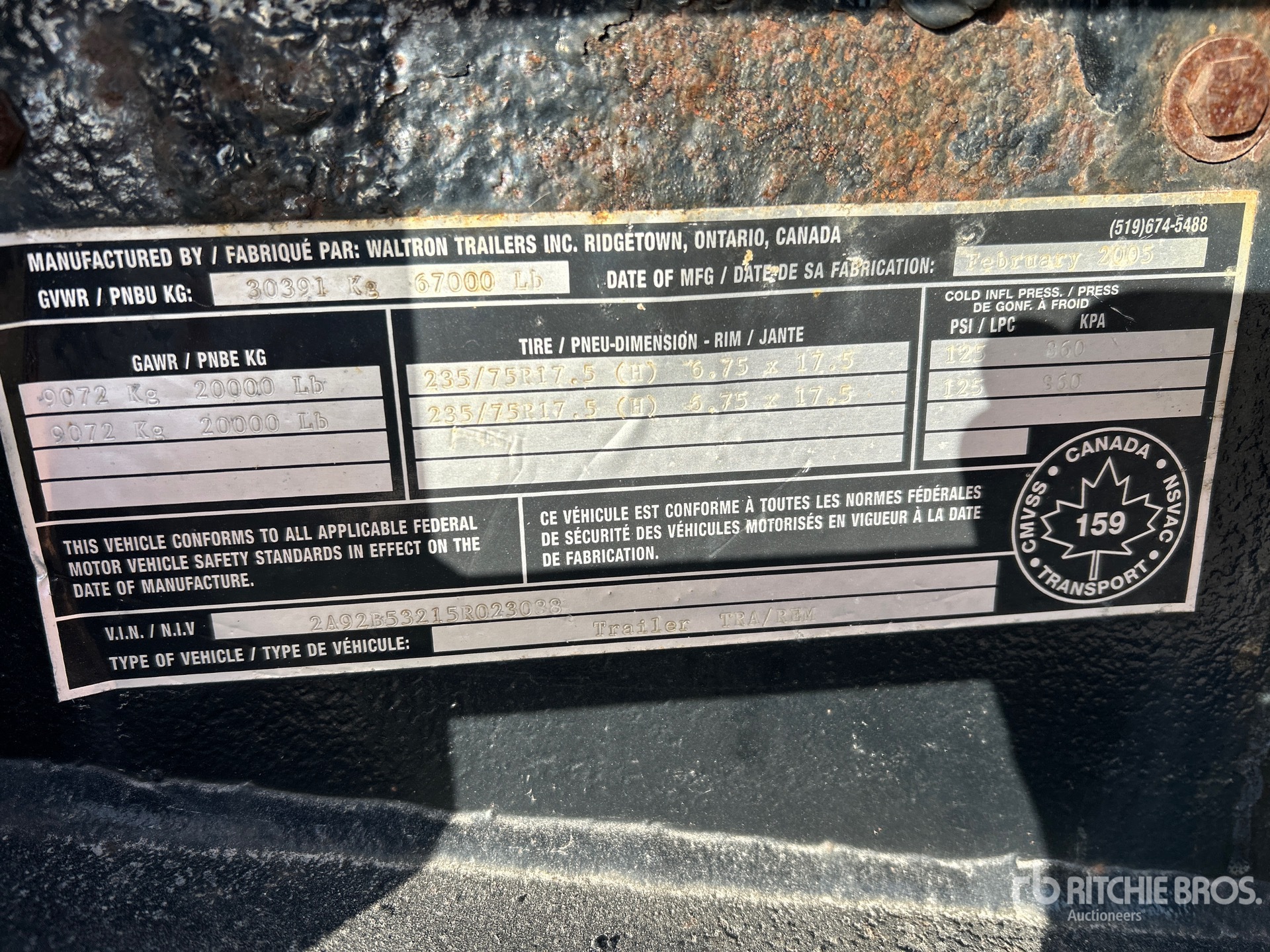 General Appearance with Serial Number / VIN