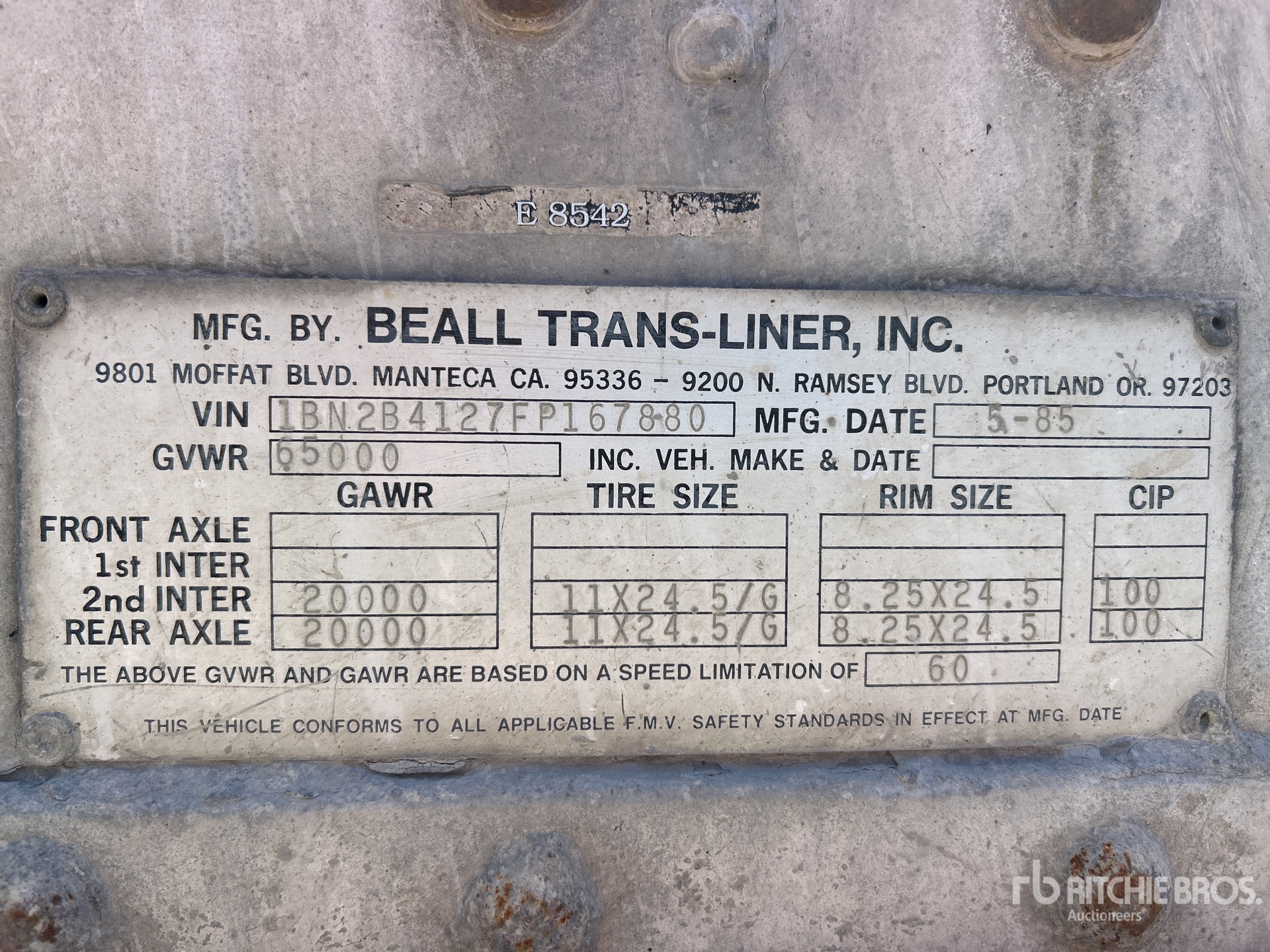 General Appearance with Serial Number / VIN