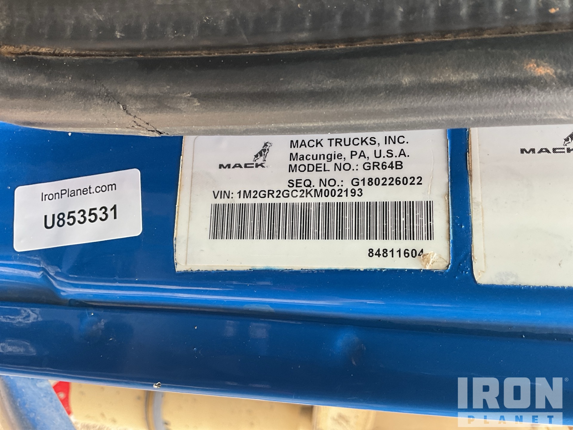 General Appearance with Serial Number / VIN