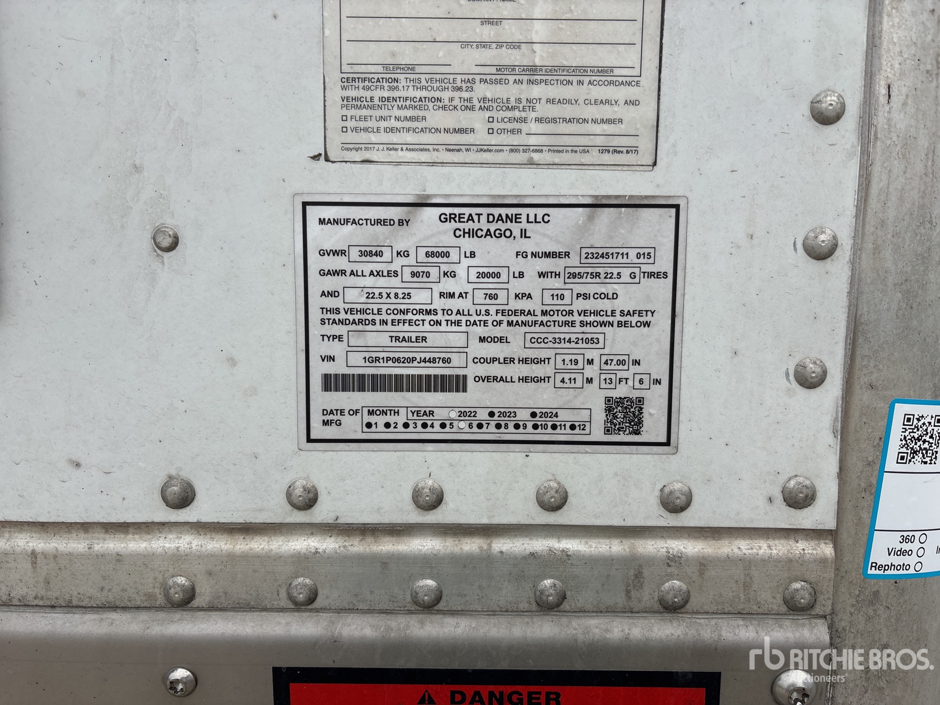 General Appearance with Serial Number / VIN