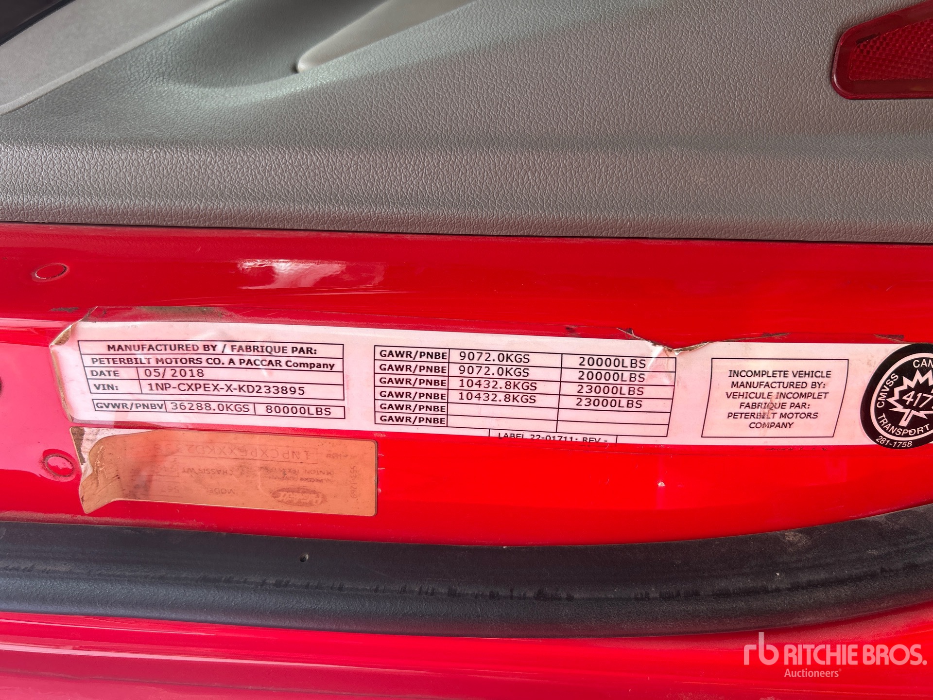 General Appearance with Serial Number / VIN