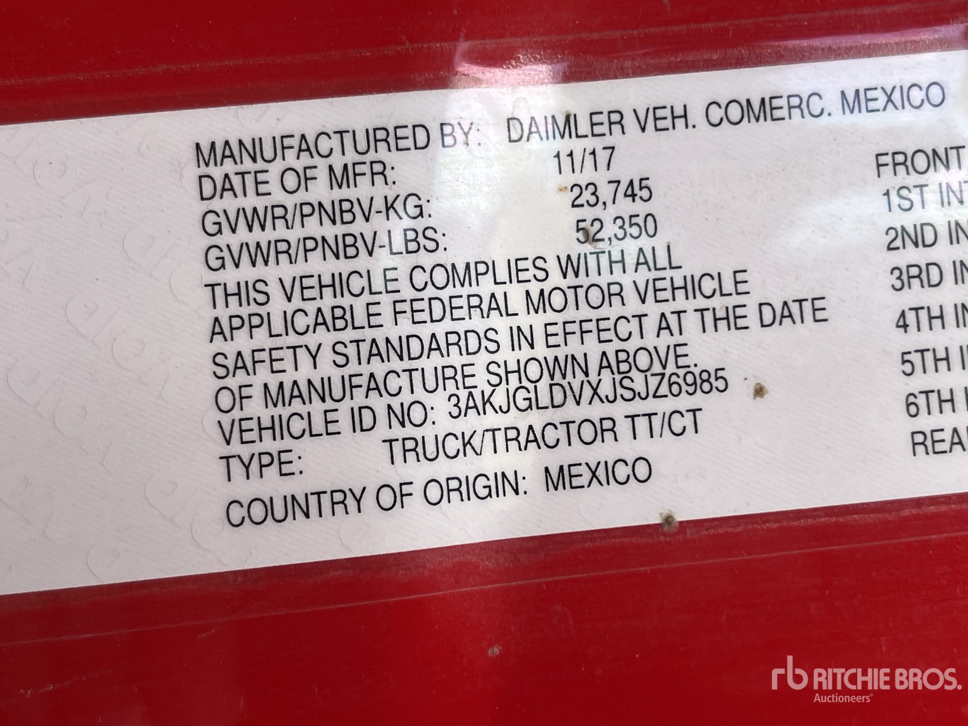 General Appearance with Serial Number / VIN