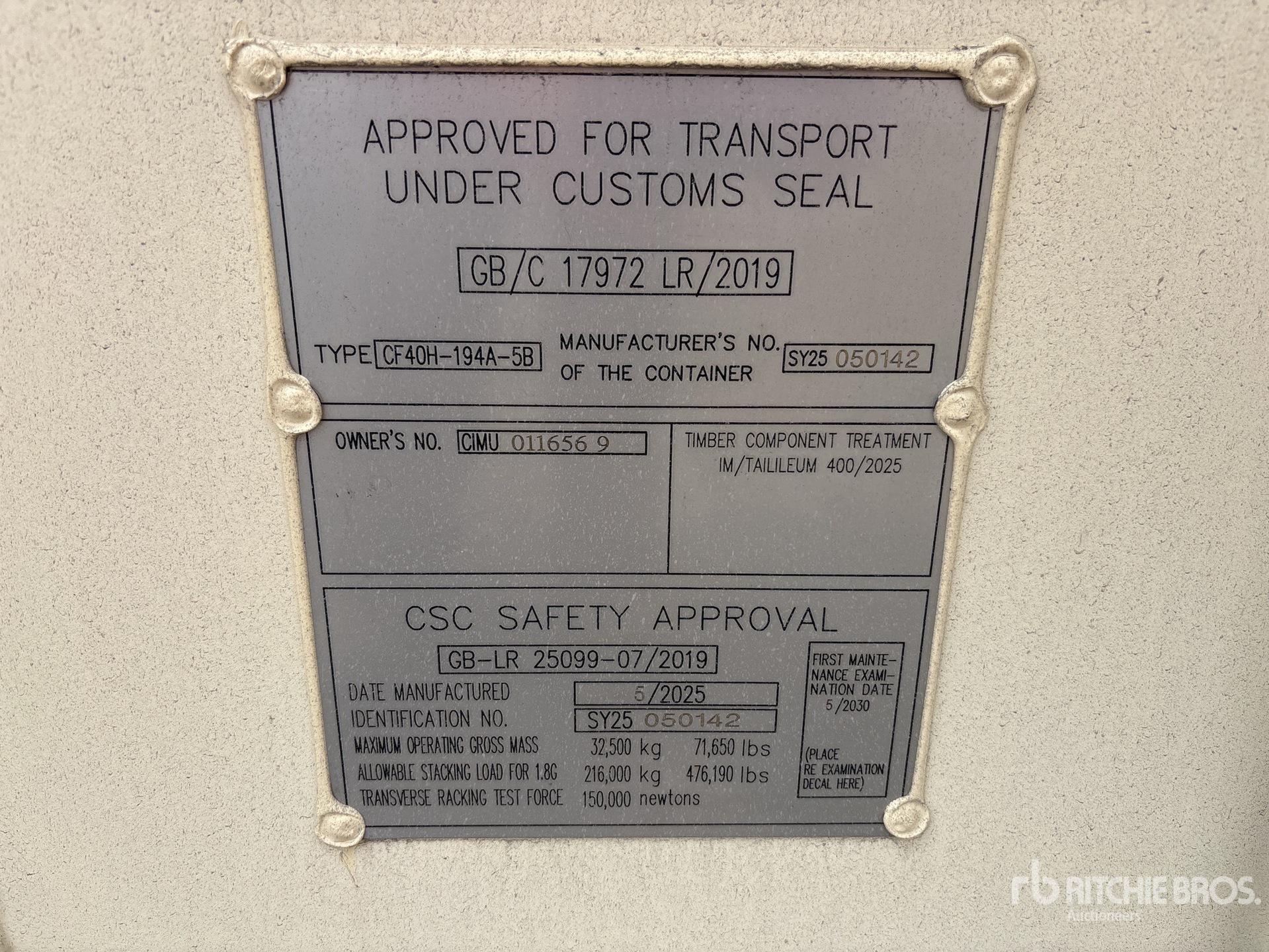 General Appearance with Serial Number / VIN