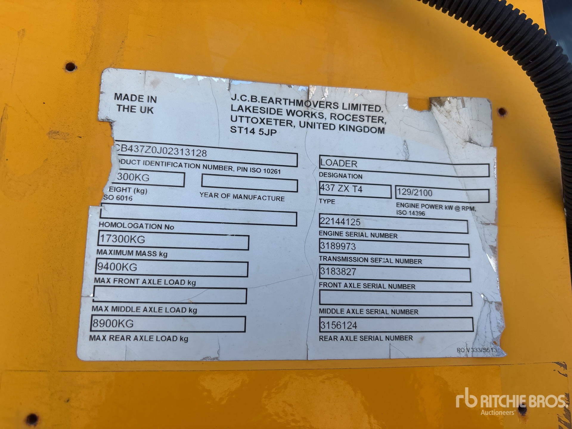 General Appearance with Serial Number / VIN