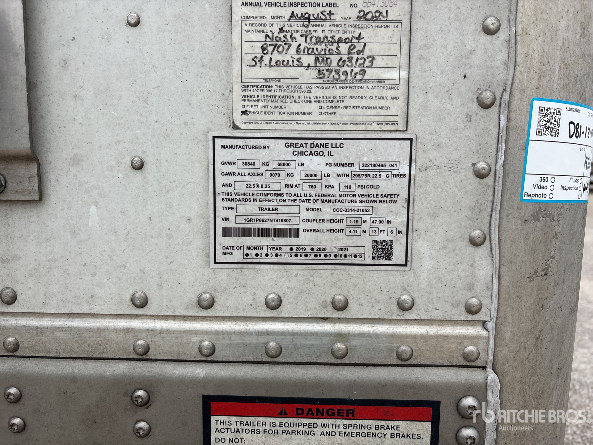 General Appearance with Serial Number / VIN