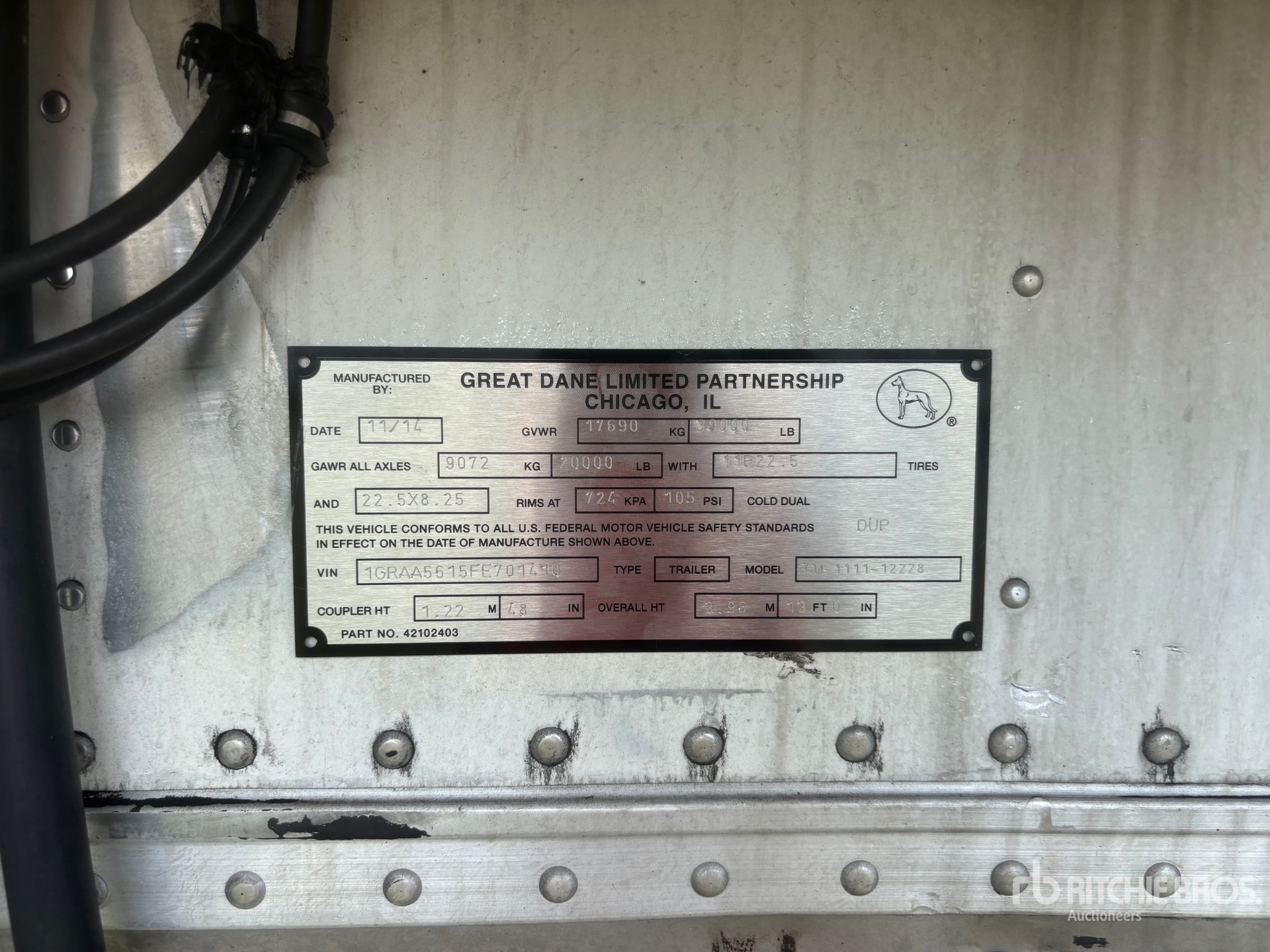 General Appearance with Serial Number / VIN