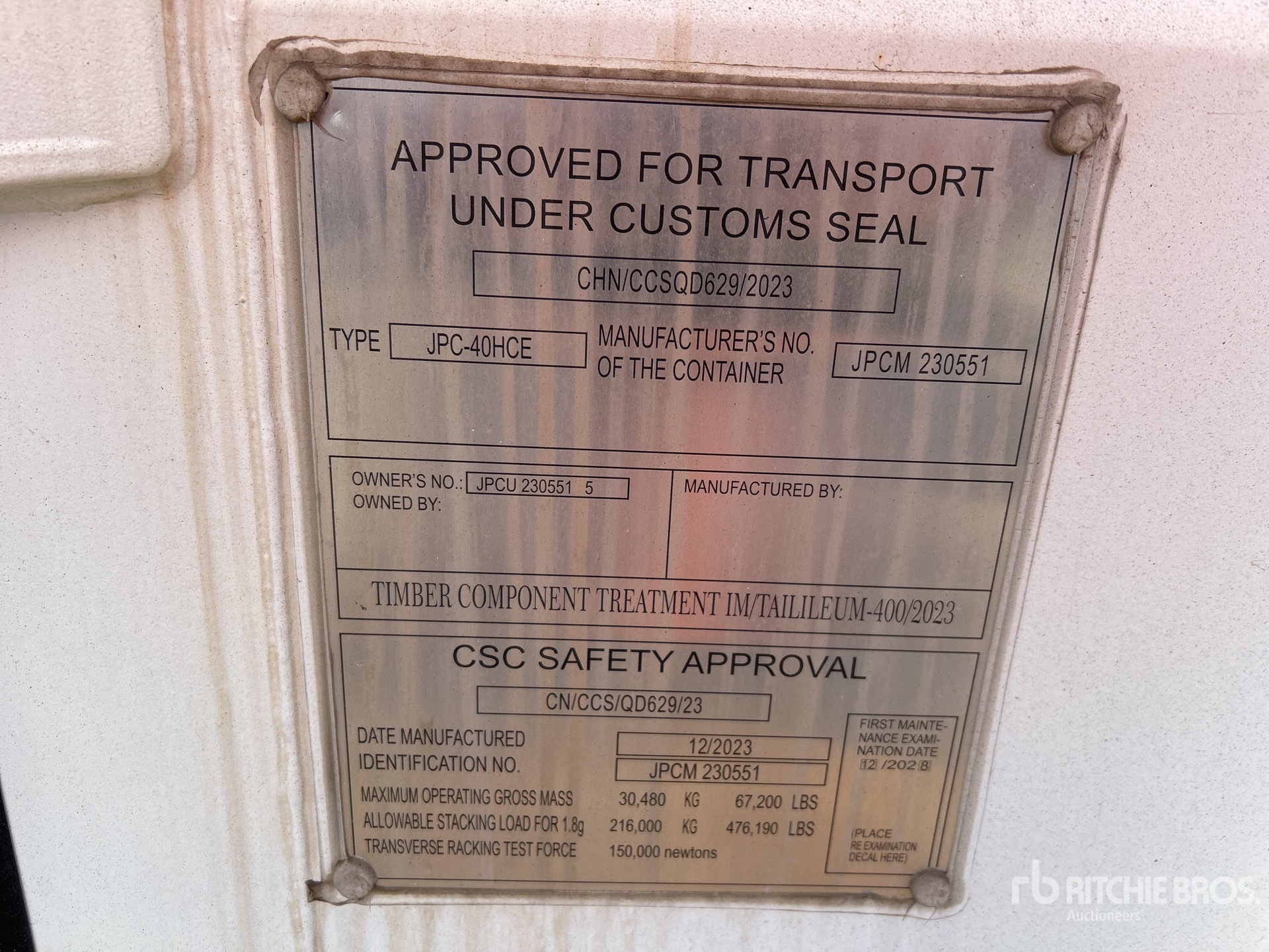 General Appearance with Serial Number / VIN