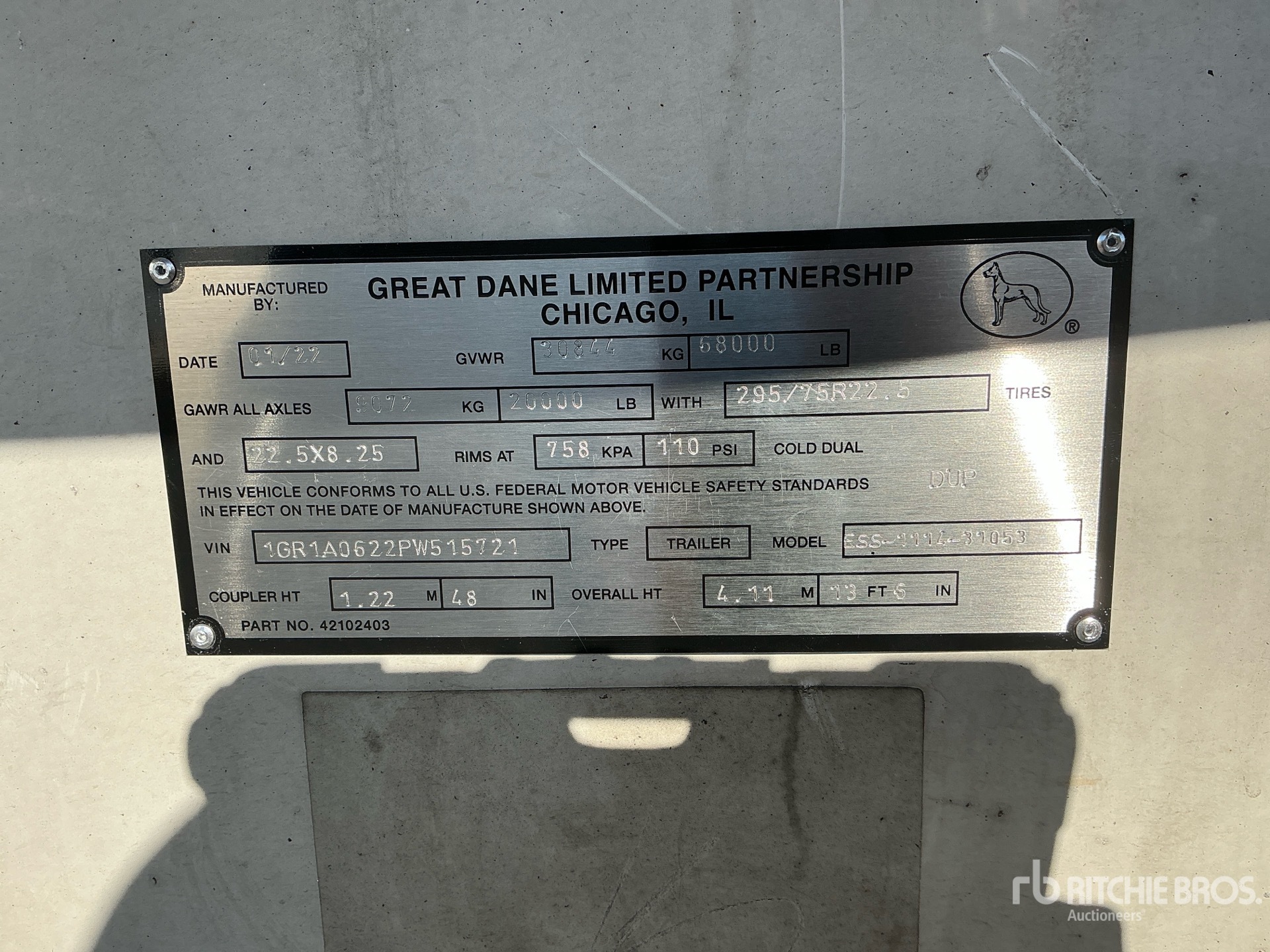 General Appearance with Serial Number / VIN