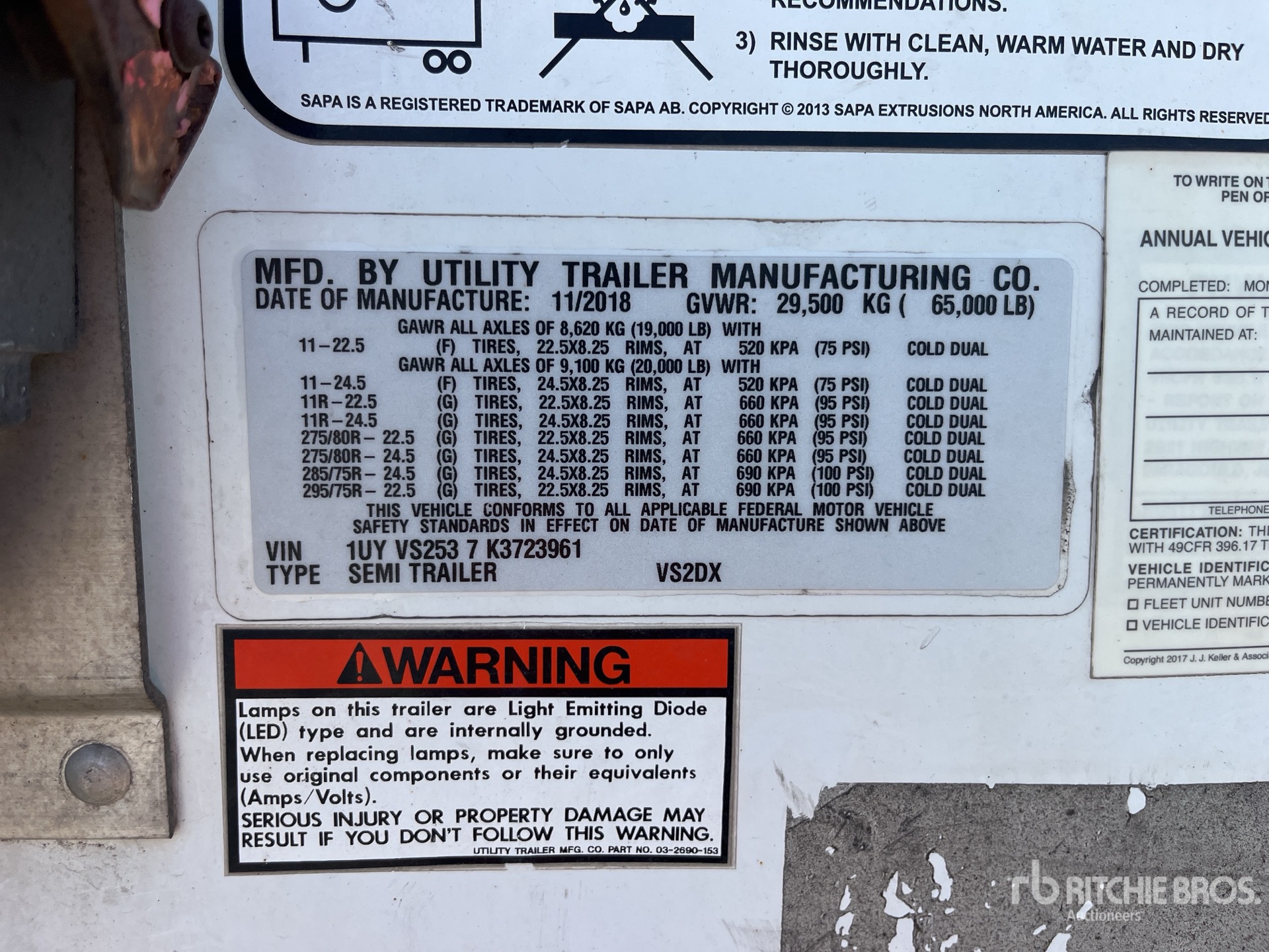 General Appearance with Serial Number / VIN