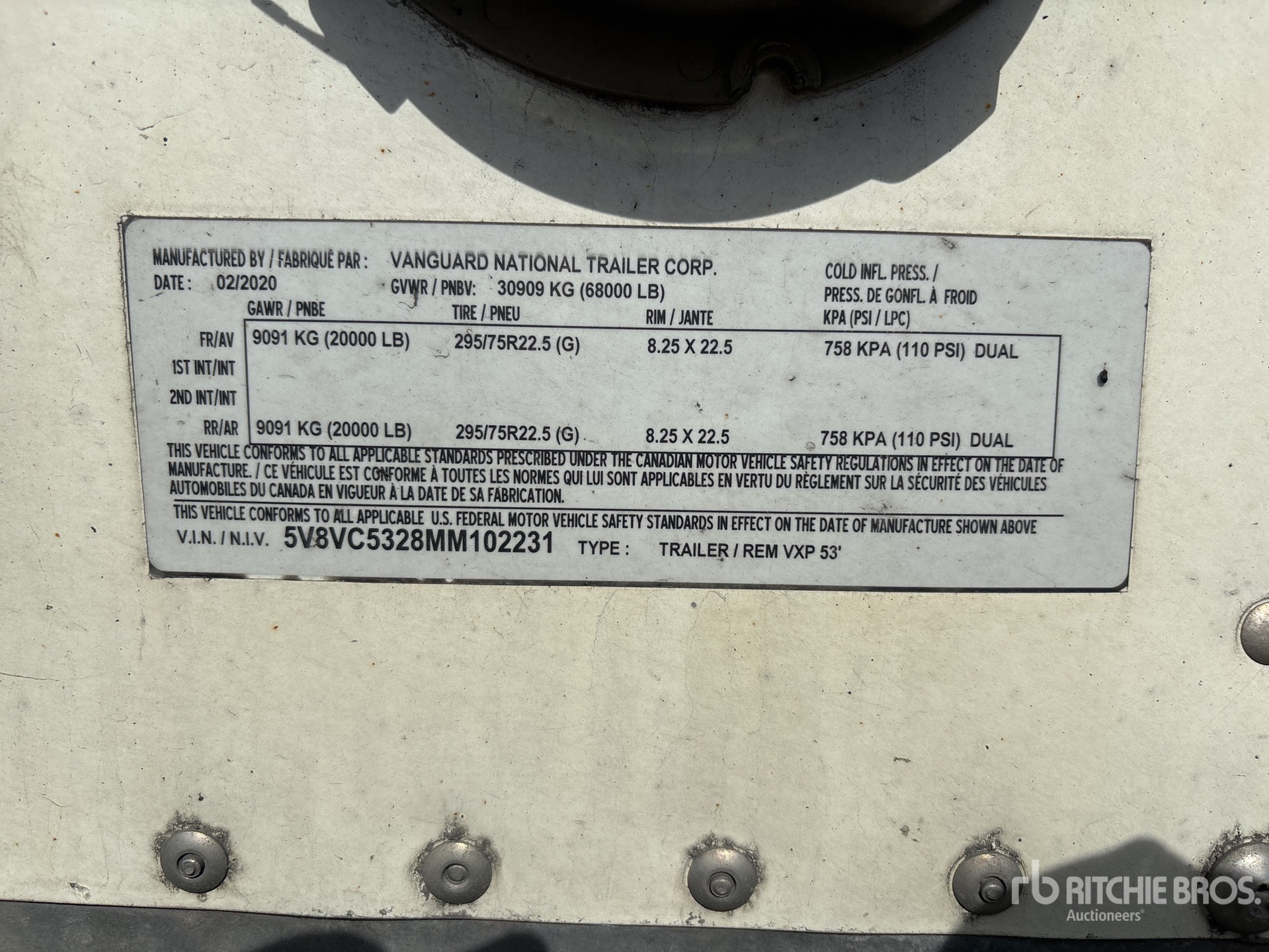 General Appearance with Serial Number / VIN