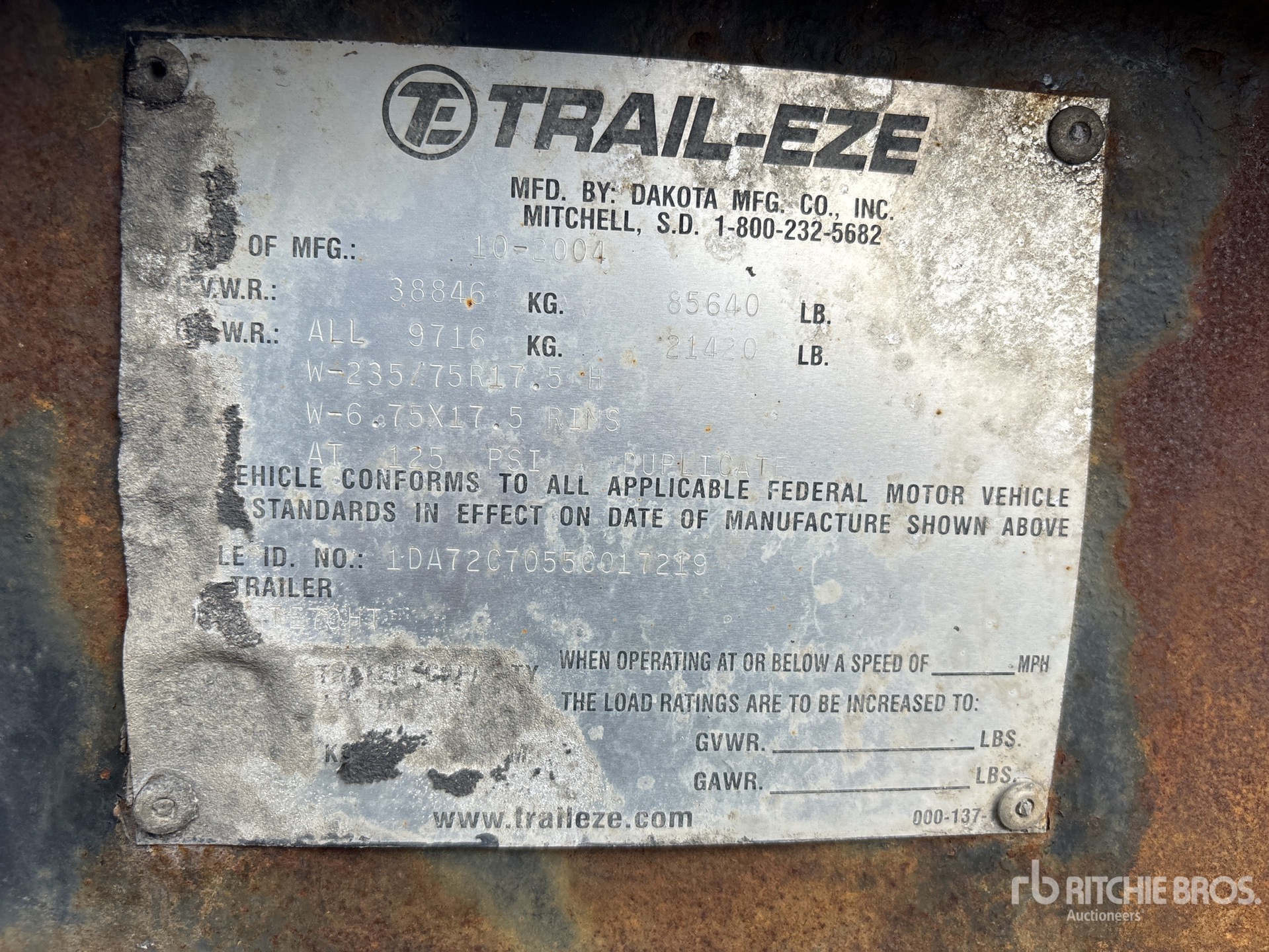 General Appearance with Serial Number / VIN
