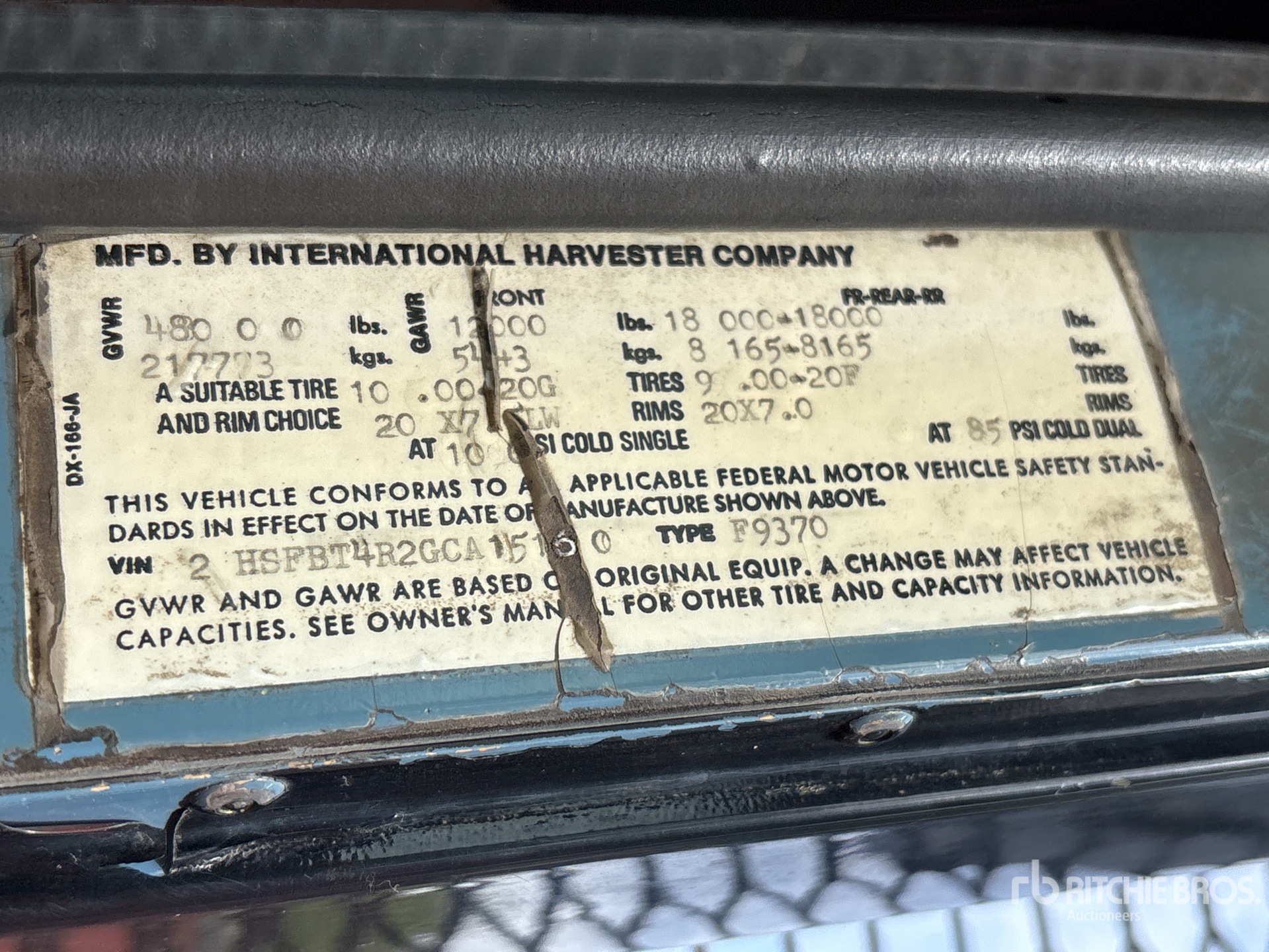 General Appearance with Serial Number / VIN