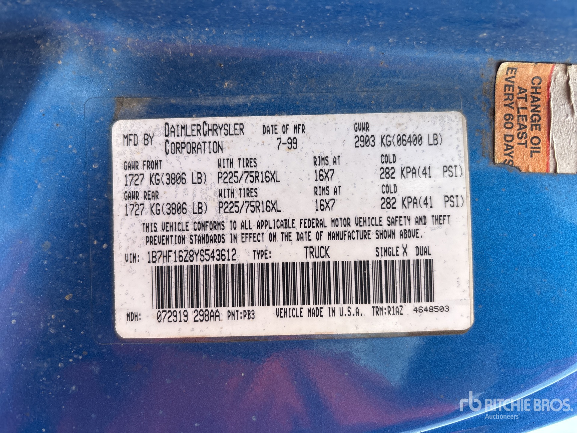 General Appearance with Serial Number / VIN