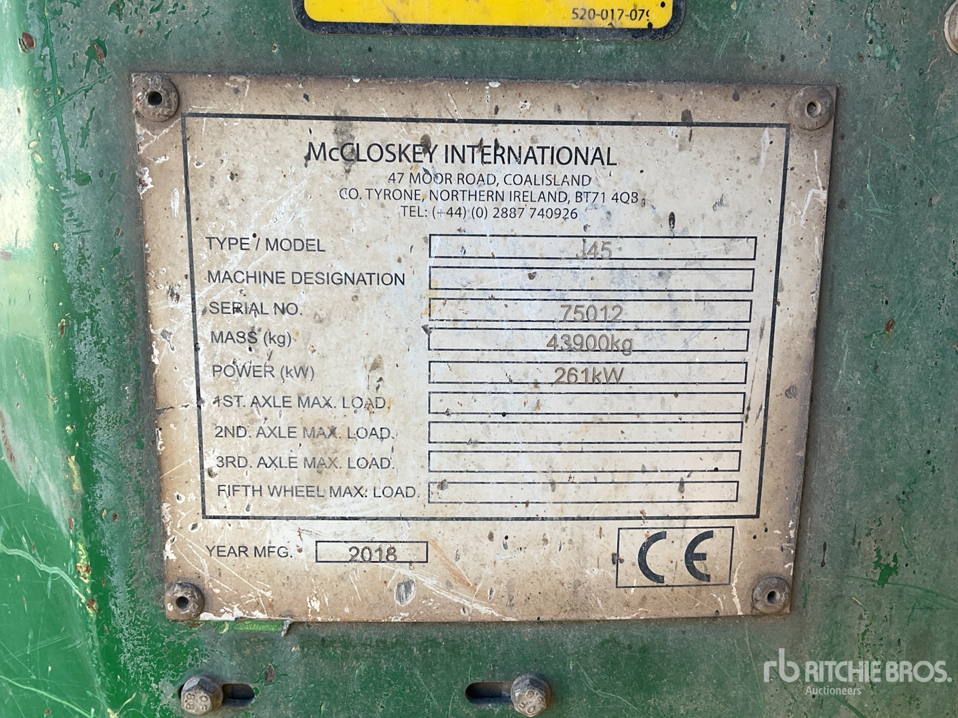 General Appearance with Serial Number / VIN