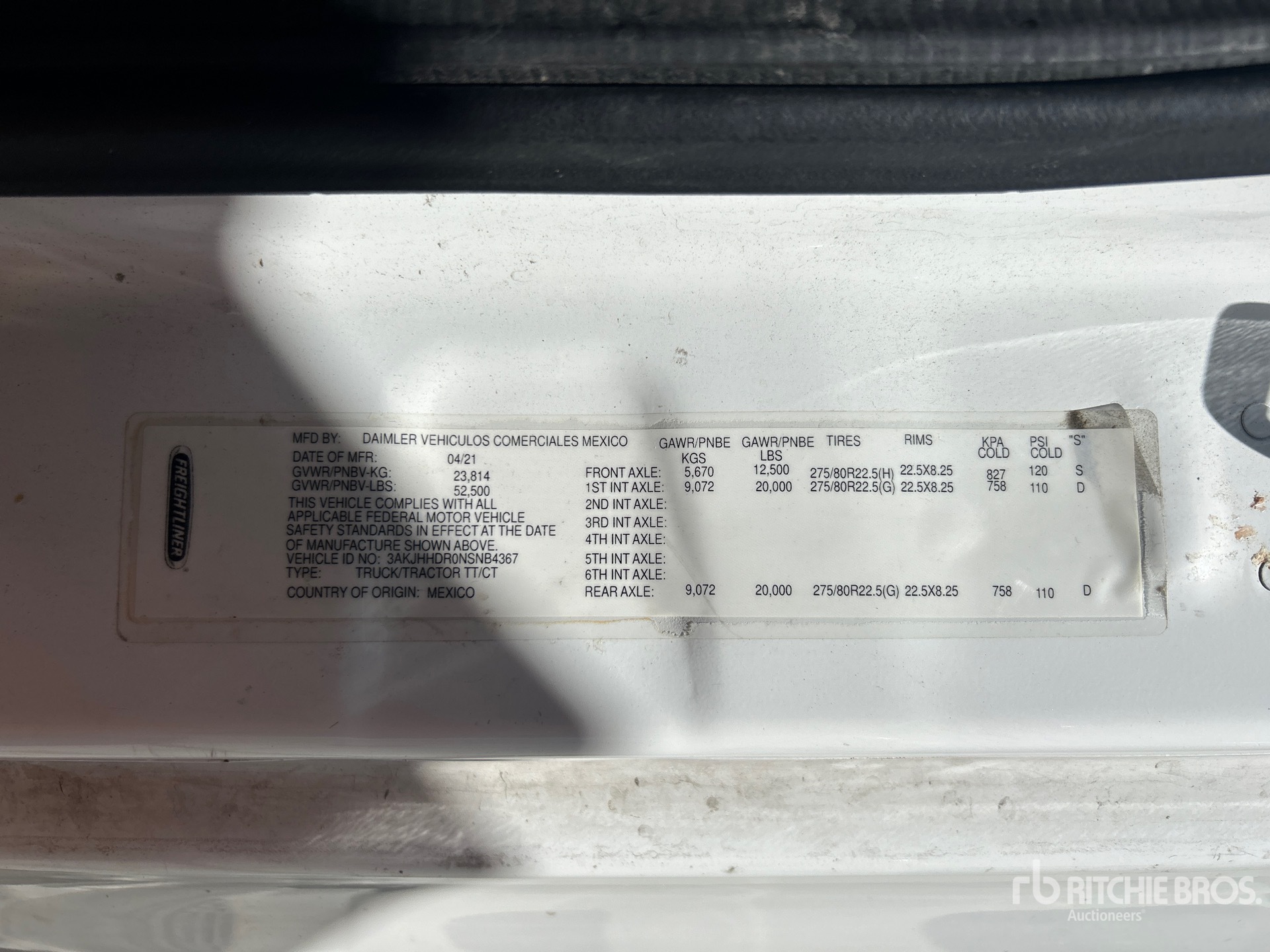 General Appearance with Serial Number / VIN