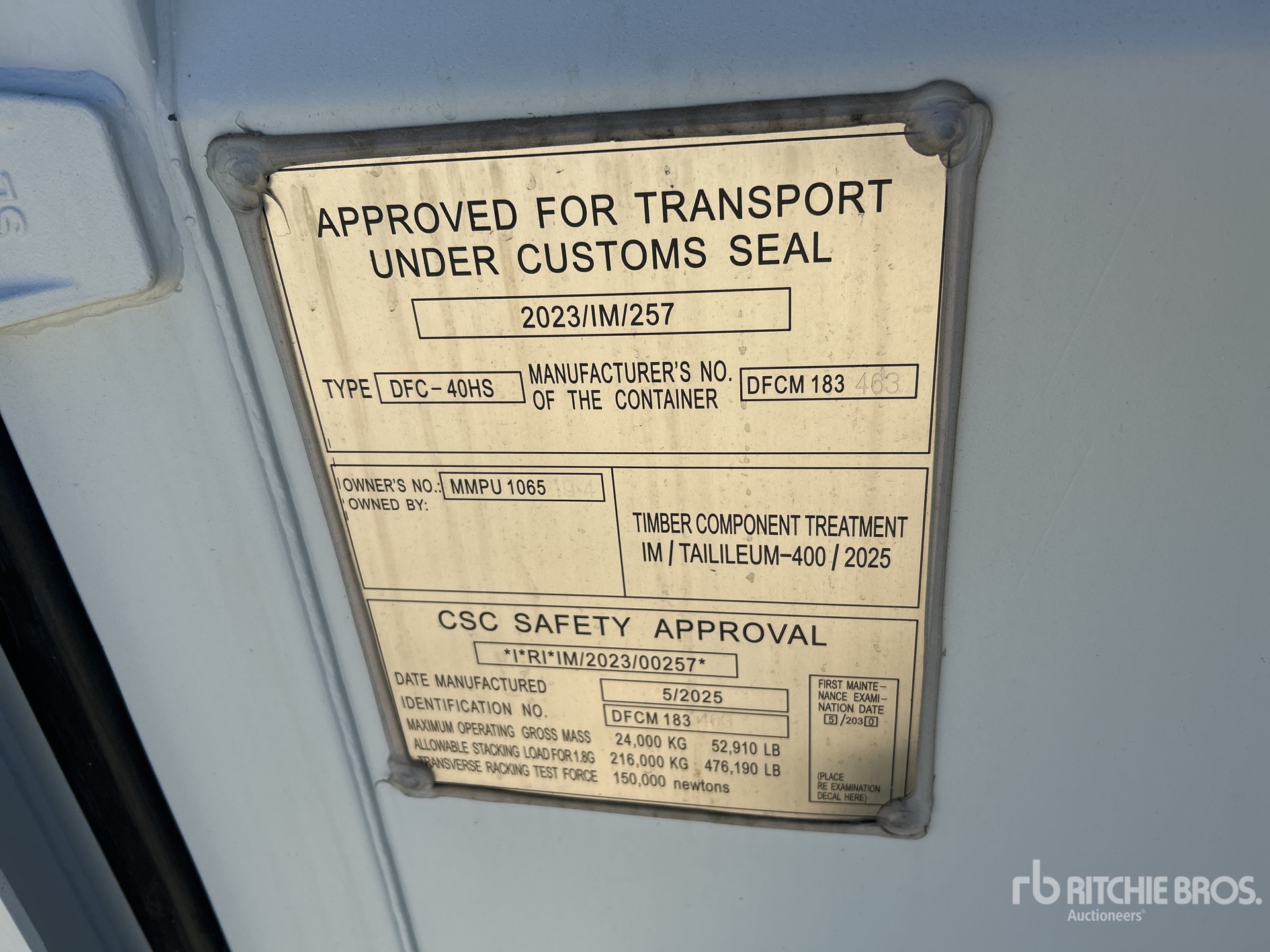 General Appearance with Serial Number / VIN