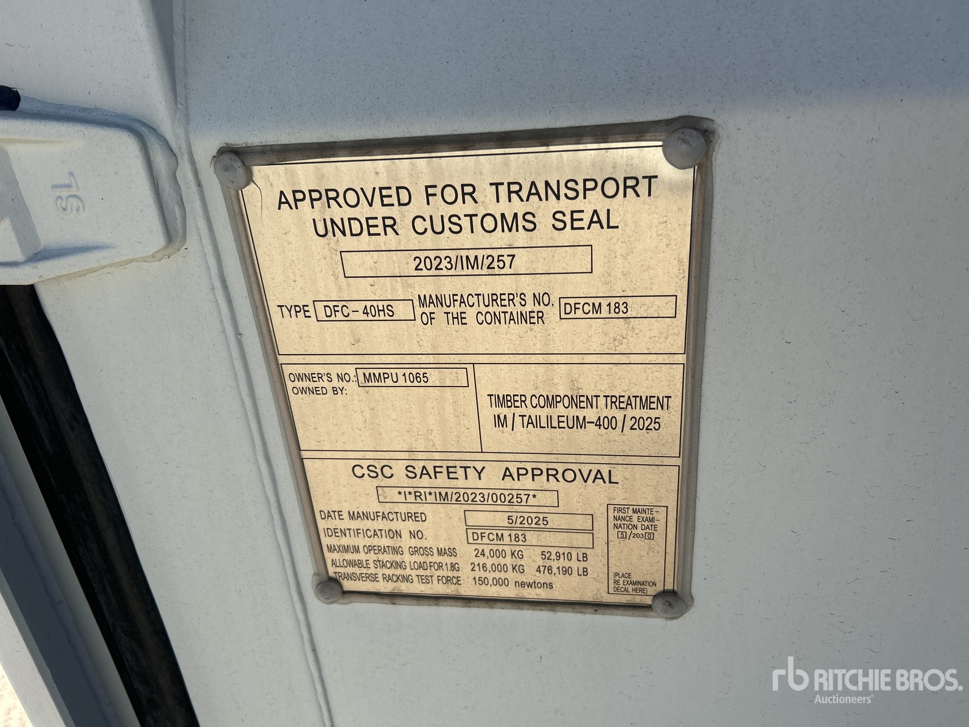 General Appearance with Serial Number / VIN