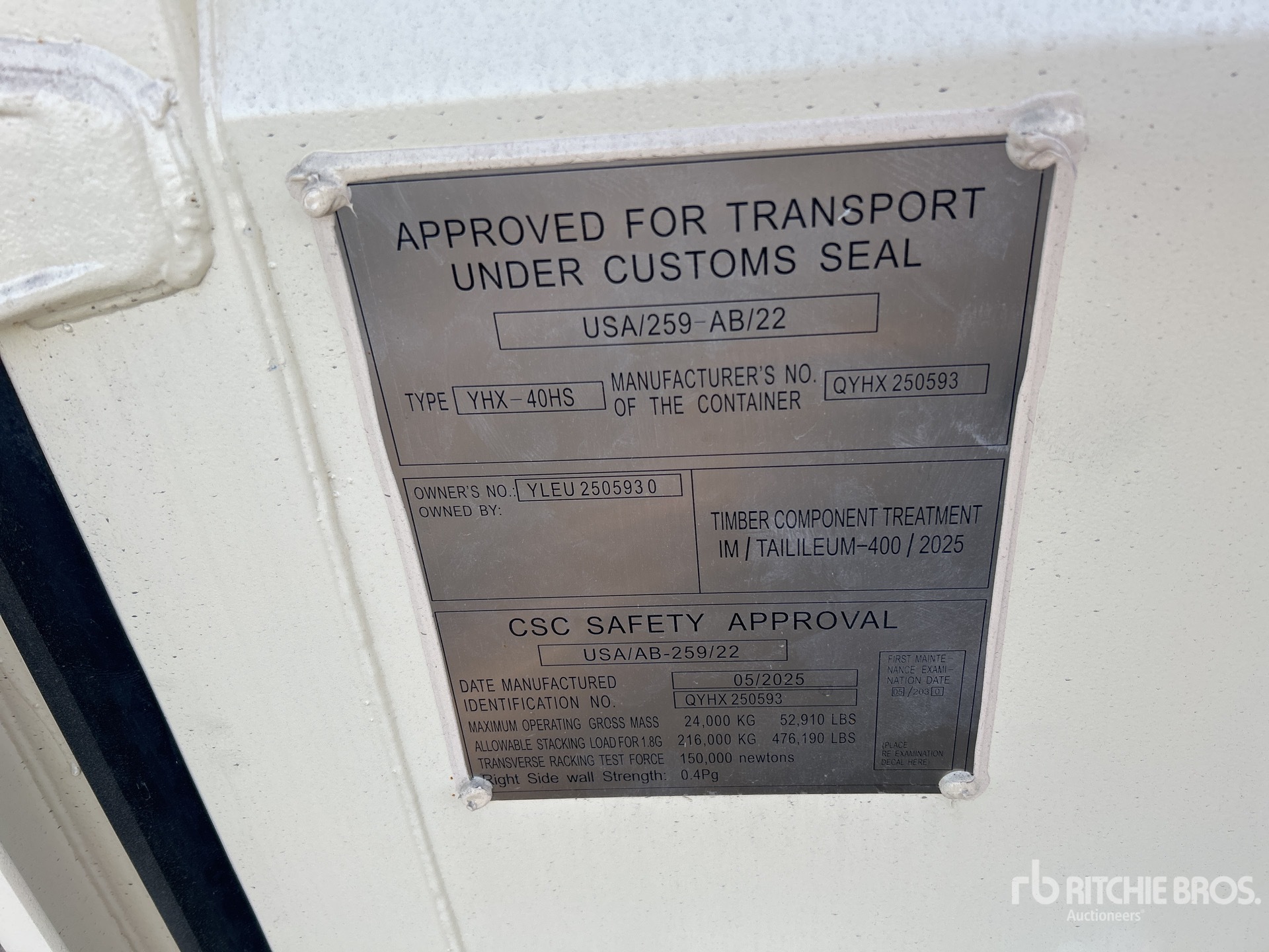 General Appearance with Serial Number / VIN