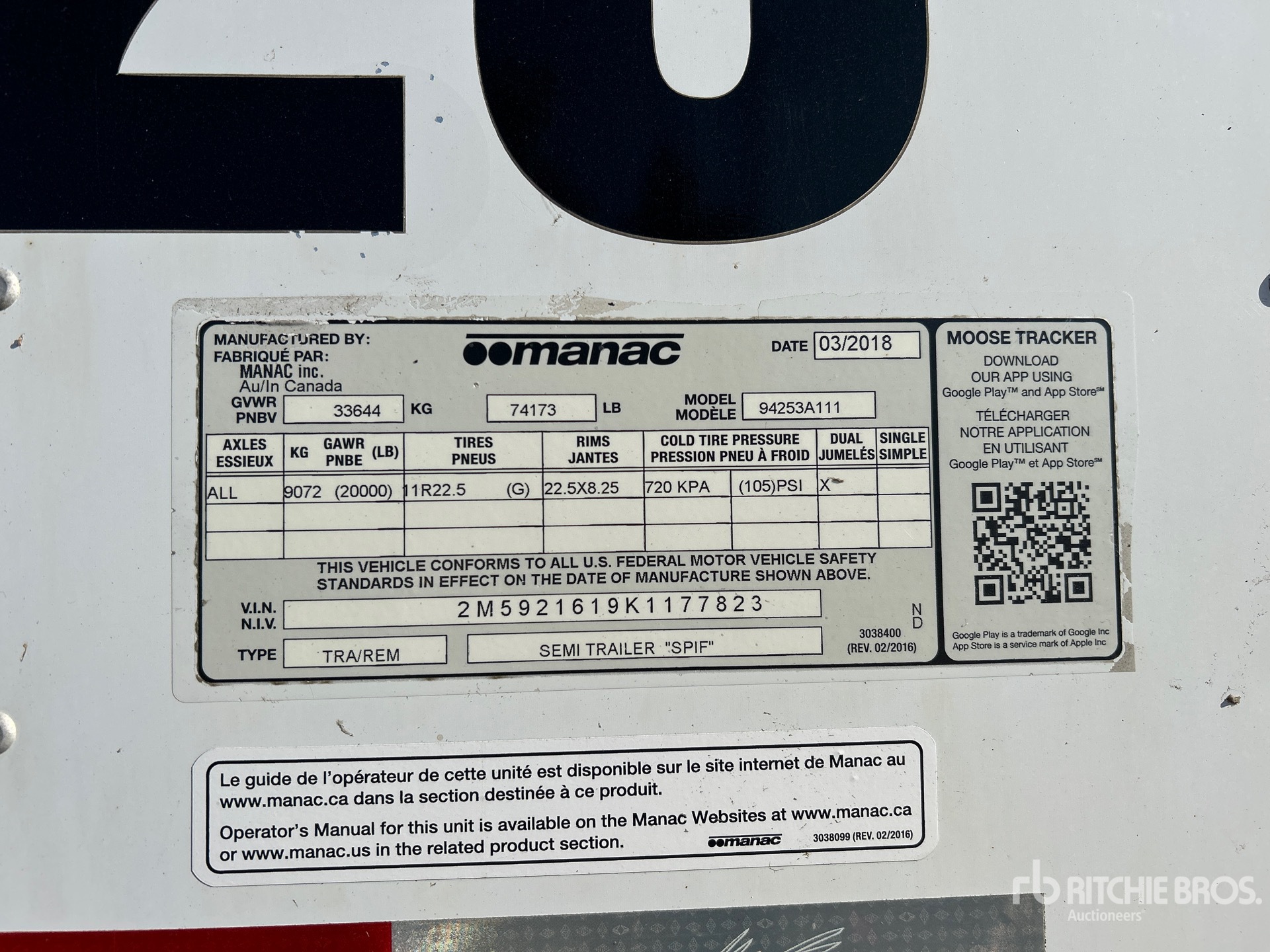 General Appearance with Serial Number / VIN