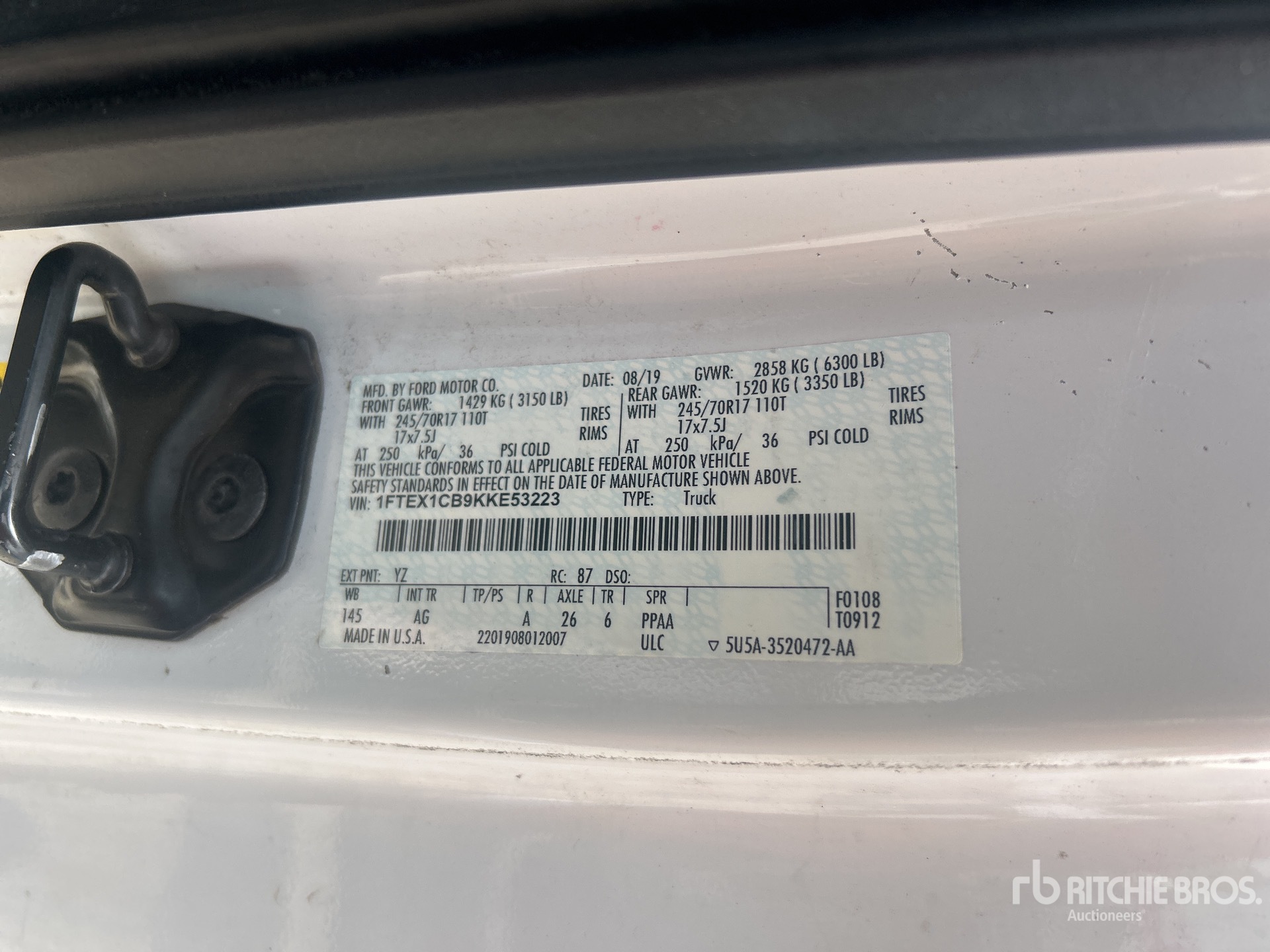 General Appearance with Numéro de série/Numéro d'identification du véhicule automobile