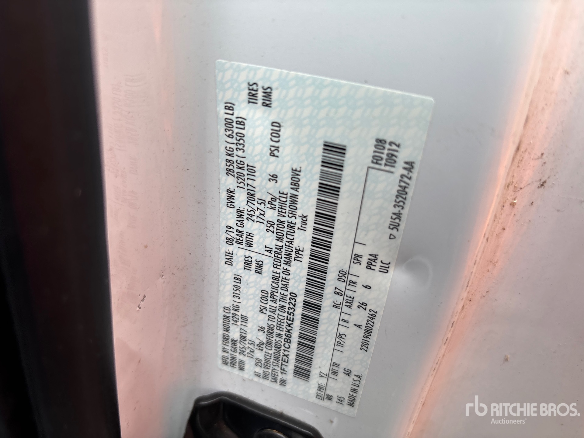 General Appearance with Serial Number / VIN