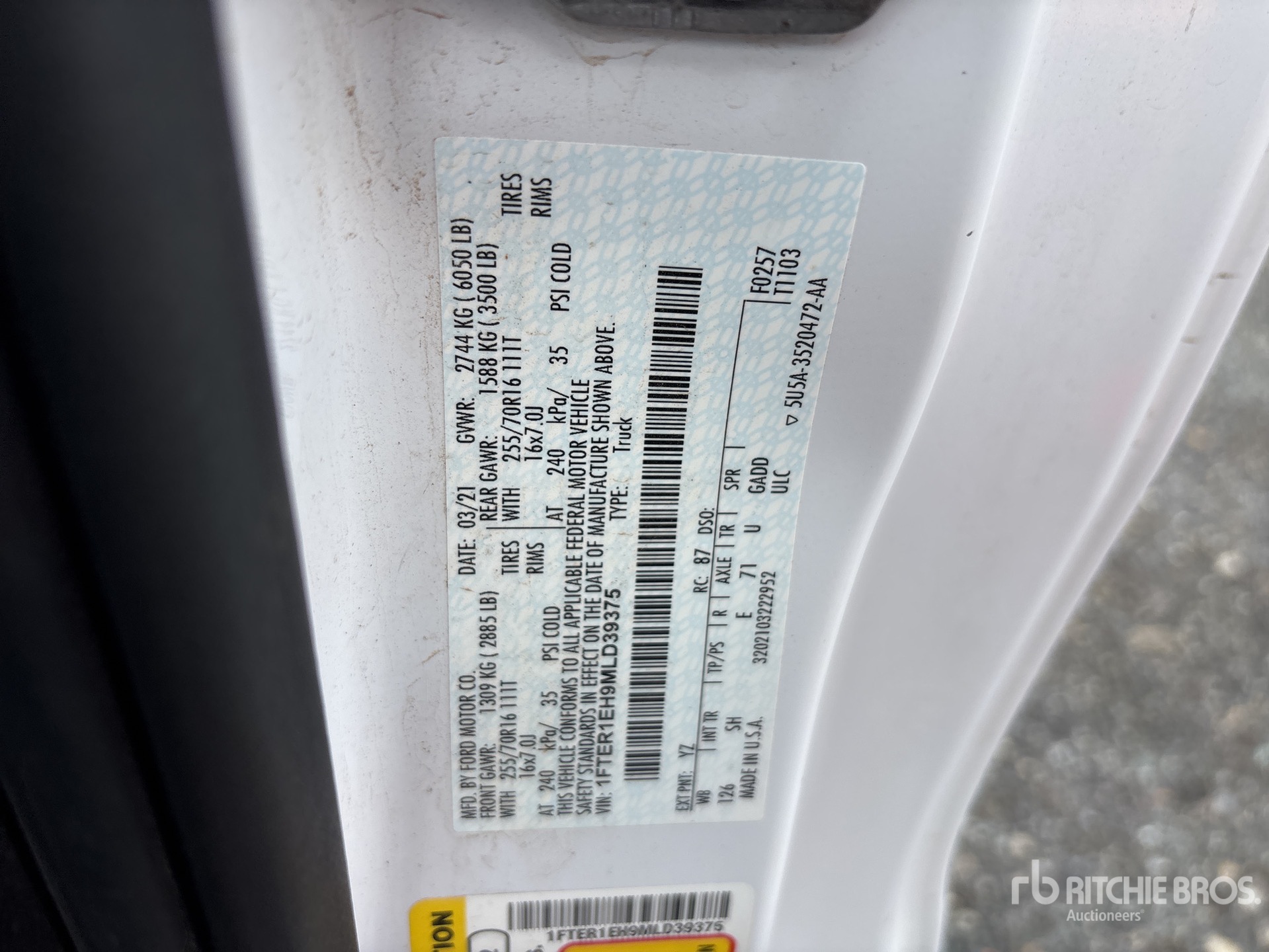 General Appearance with Serial Number / VIN