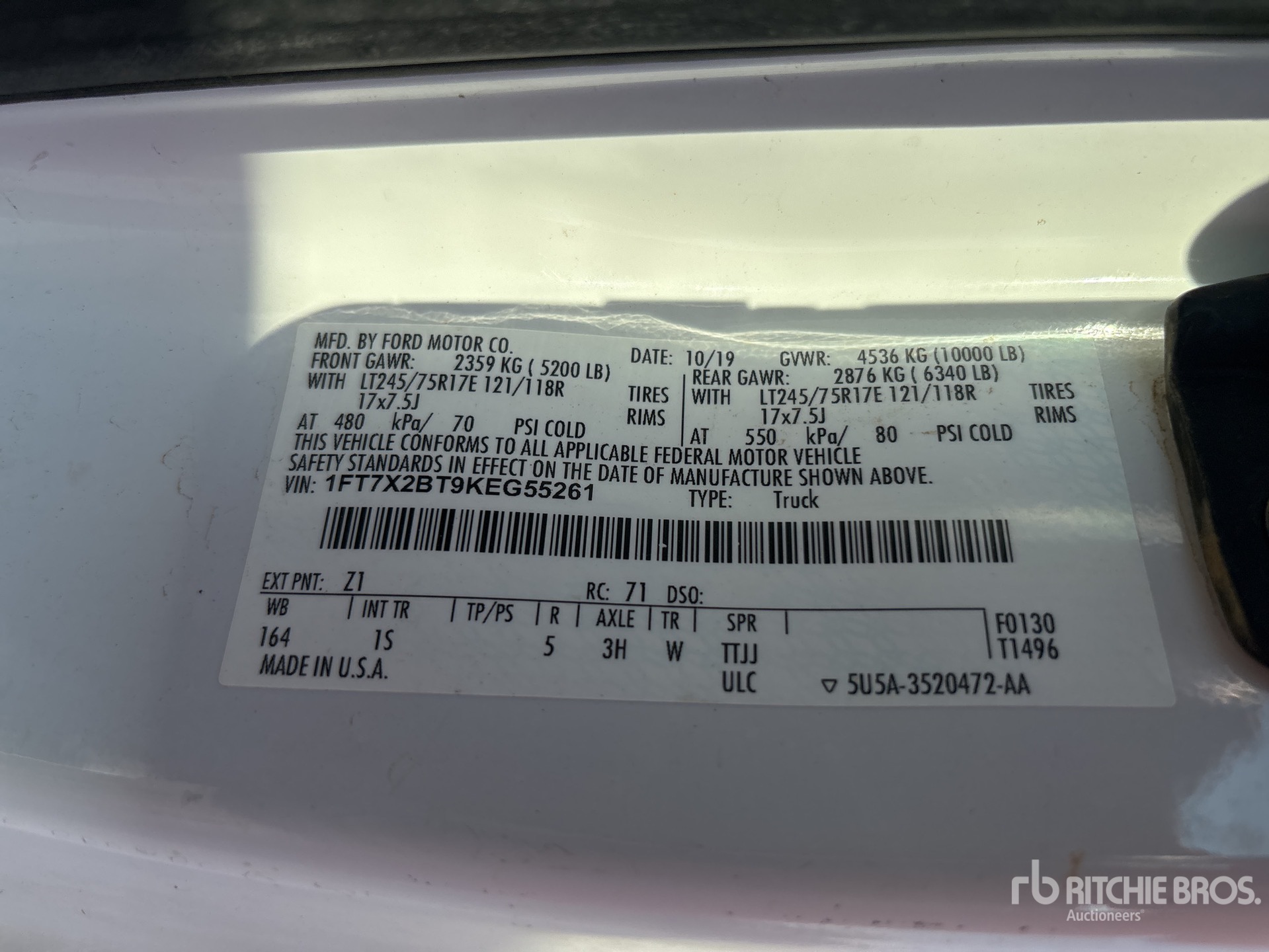 General Appearance with Serial Number / VIN