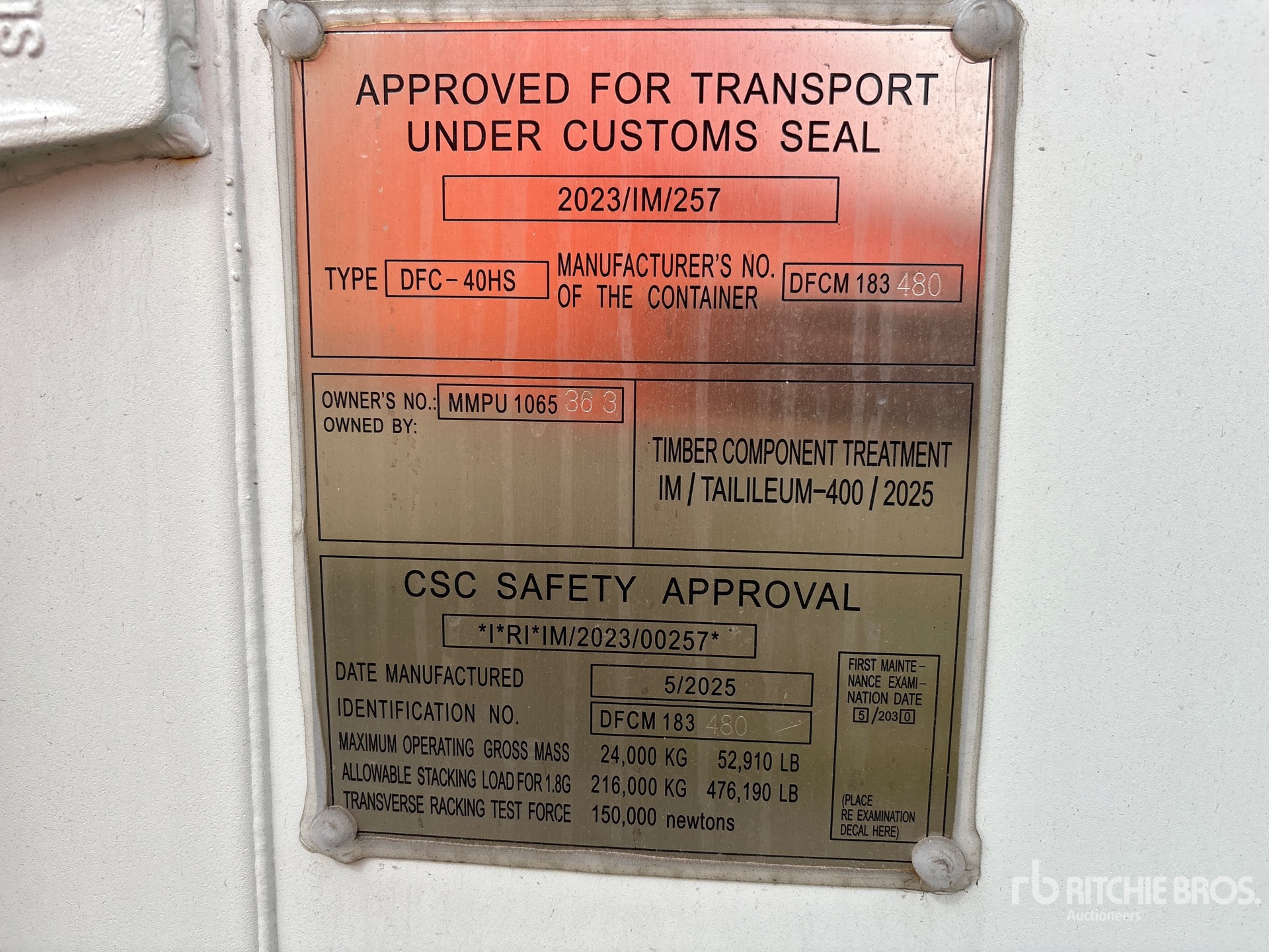 General Appearance with Serial Number / VIN