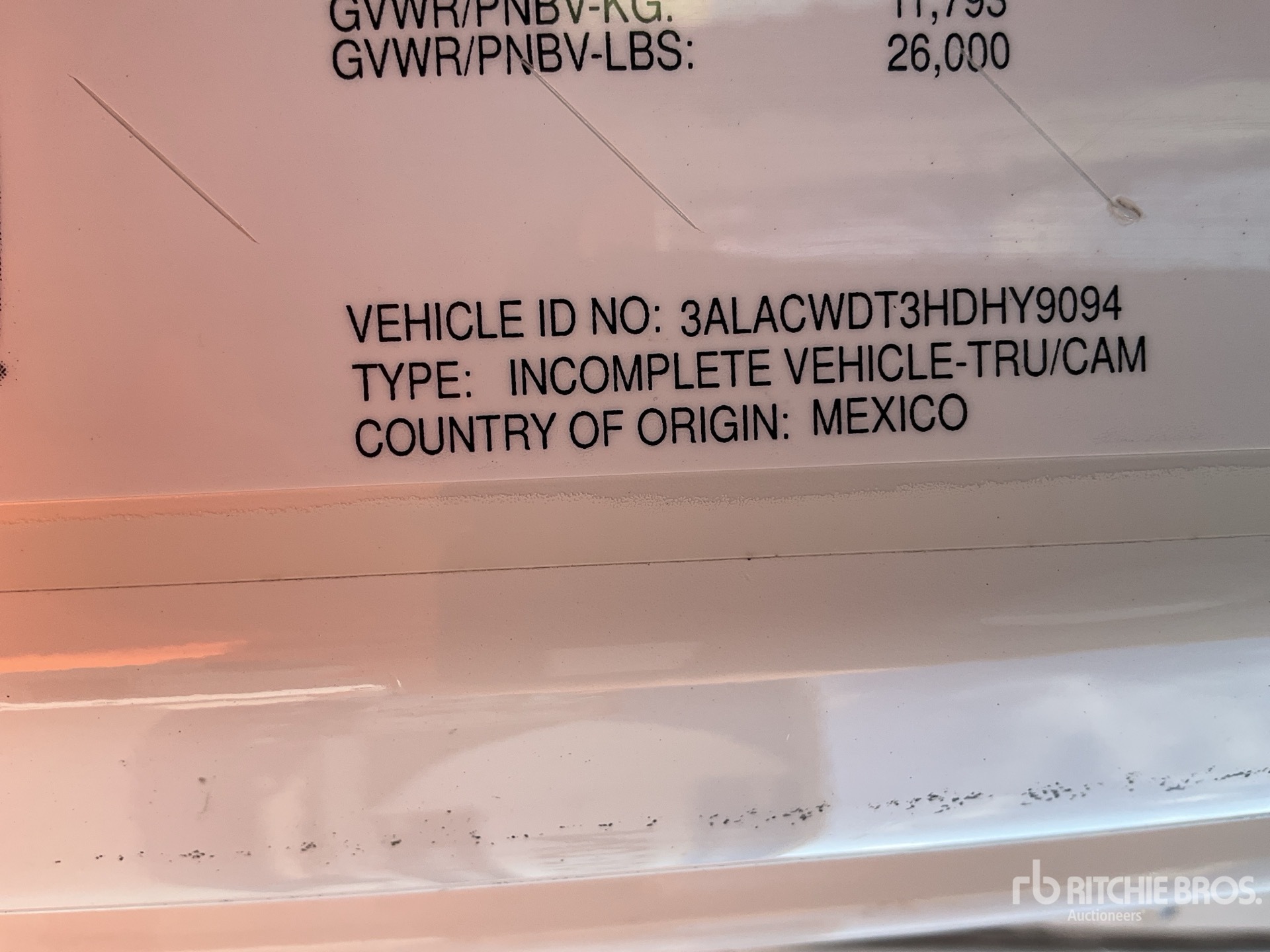 General Appearance with Serial Number / VIN