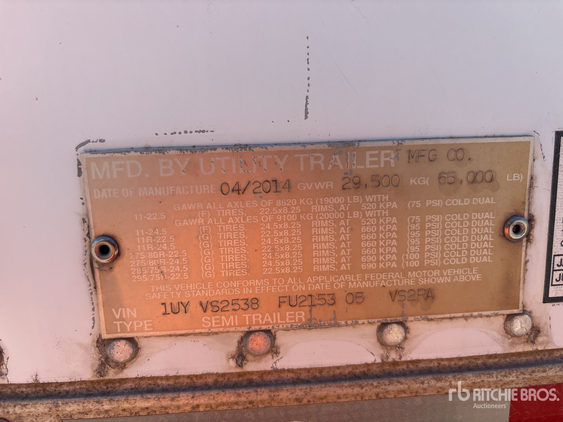 General Appearance with Serial Number / VIN