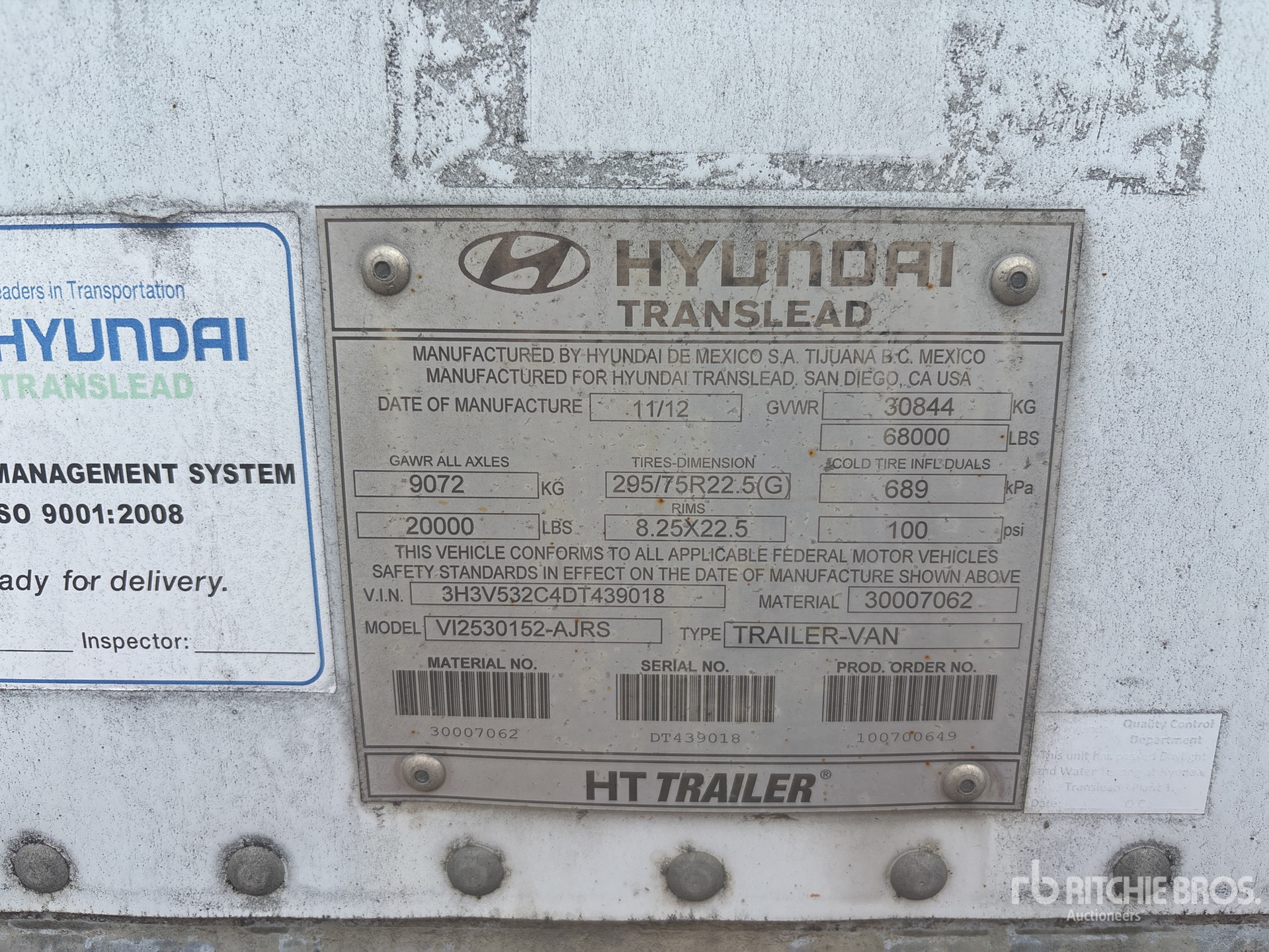 General Appearance with Serial Number / VIN